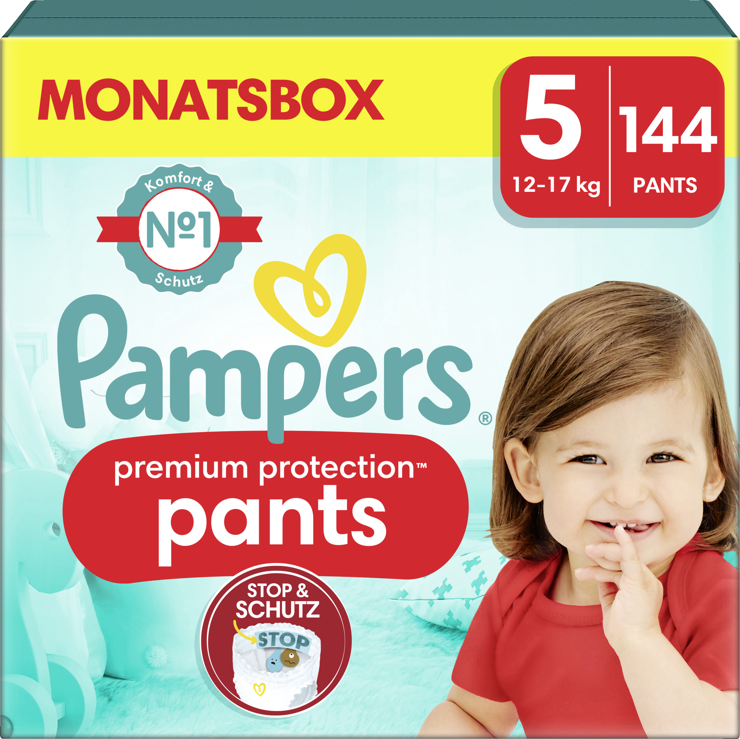 Pampers Premium Protection Pants str. 5 (12-17 kg) månedsboks