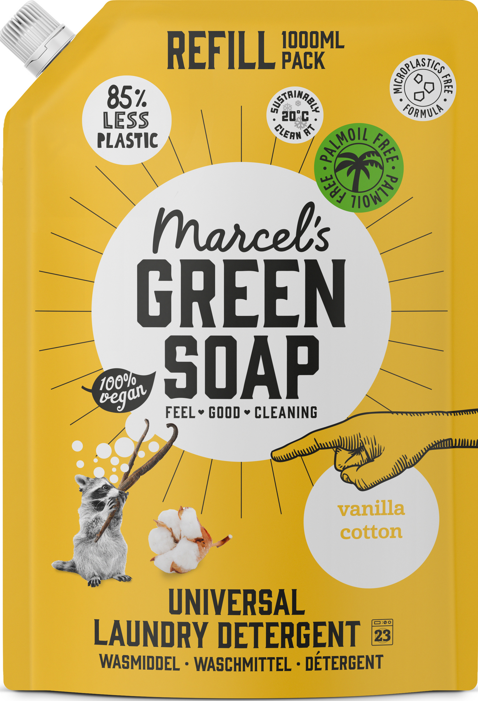 Marcel's Green Soap Universalvaskemiddel flydende Vanilla Cotton Refill 23 vaske
