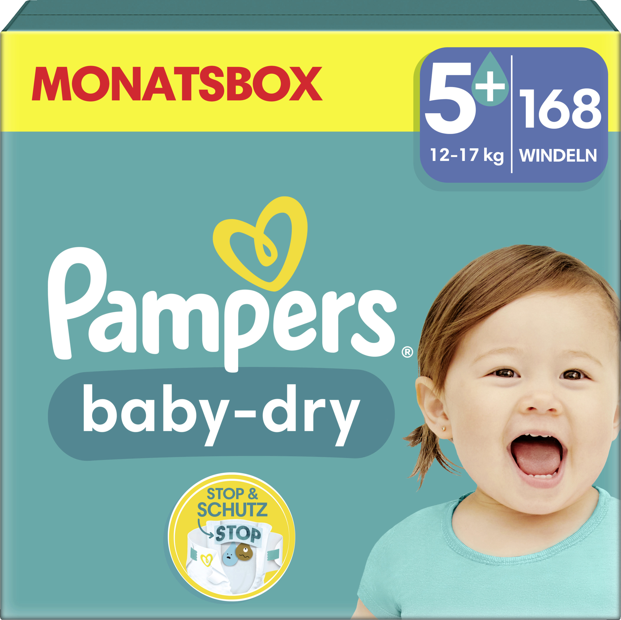 Pampers Baby Dry bleer str. 5+ (12-17 kg) månedskasse