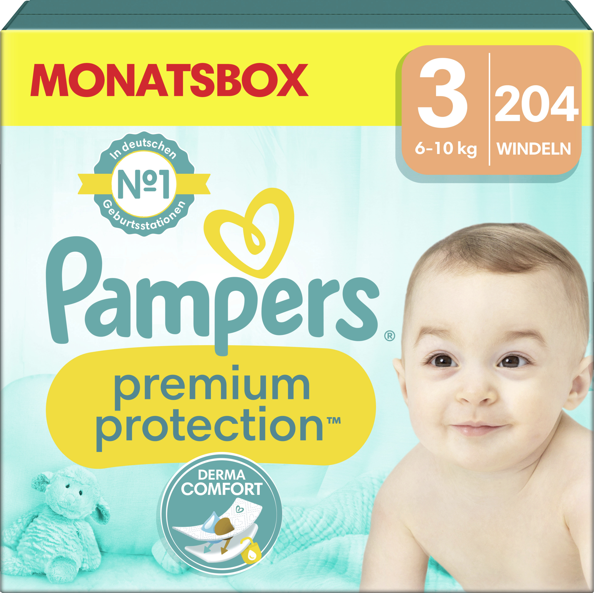 Pampers Premium Protection bleer str. 3 (6-10 kg) månedsboks