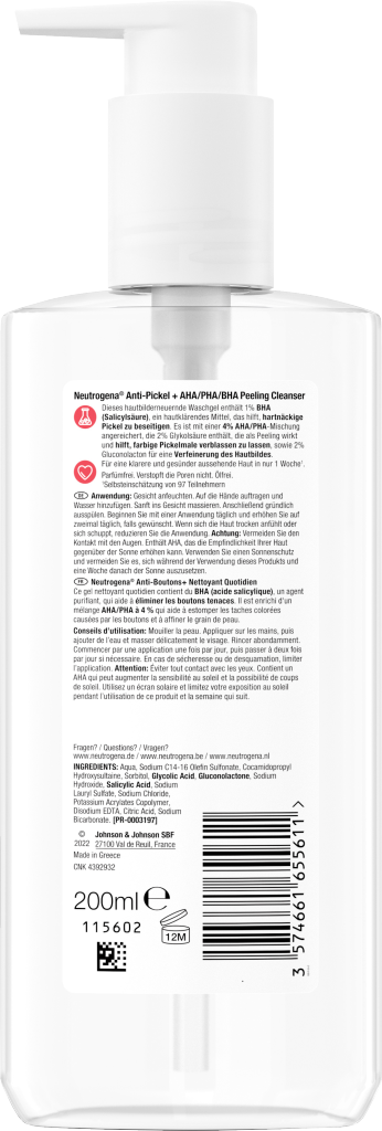 Neutrogena Anti-Pickel+ AHA/PHA/BHA Peeling Cleanser Køb online ...