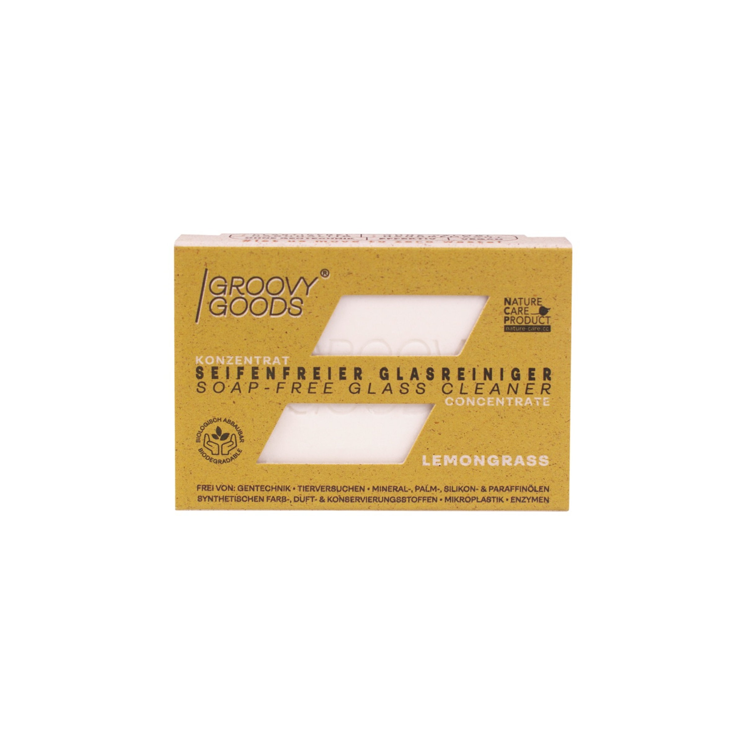 Groovy Goods Sæbefrit, fast glasrens, økologisk citrongræs