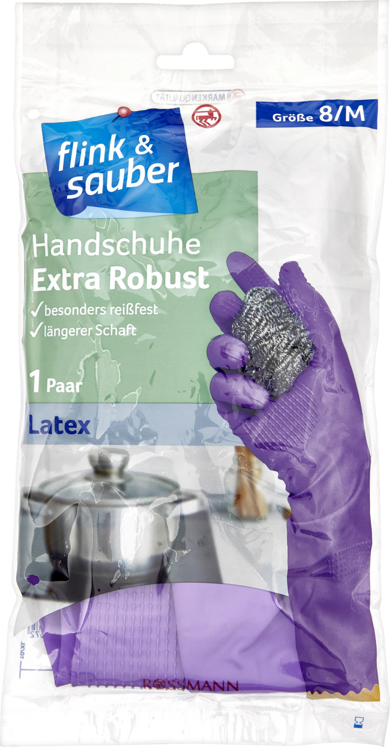 flink & sauber Handsker ekstra robust størrelse 8/M Latex