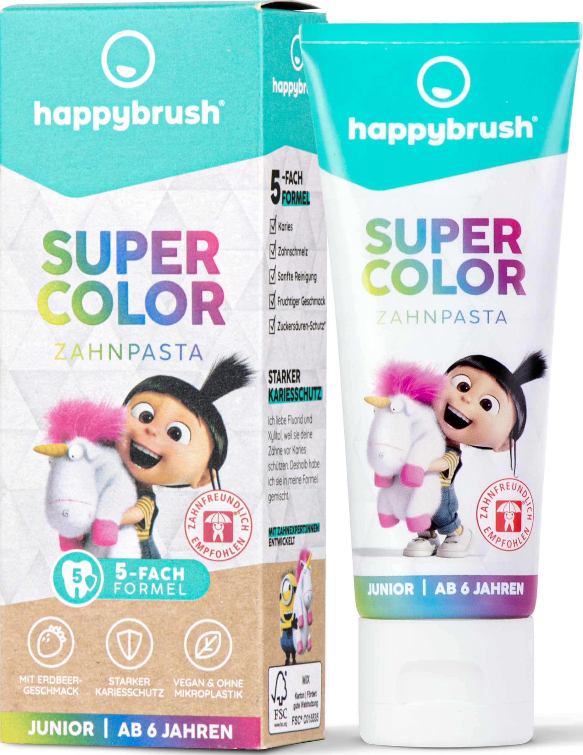 happybrush SuperColor tandpasta Junior fra 6 år