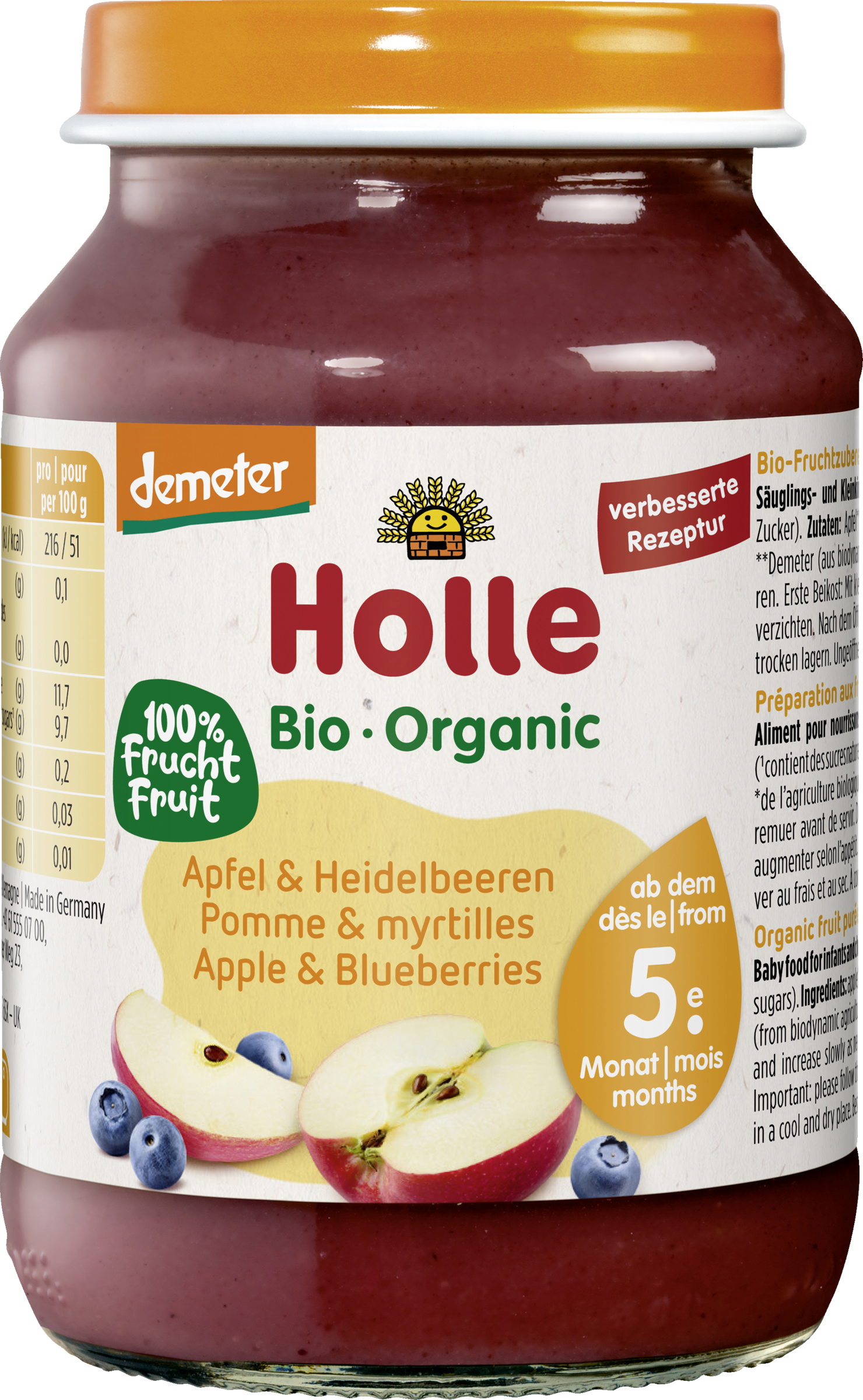 Holle Økologisk æble og blåbær fra 5. måned