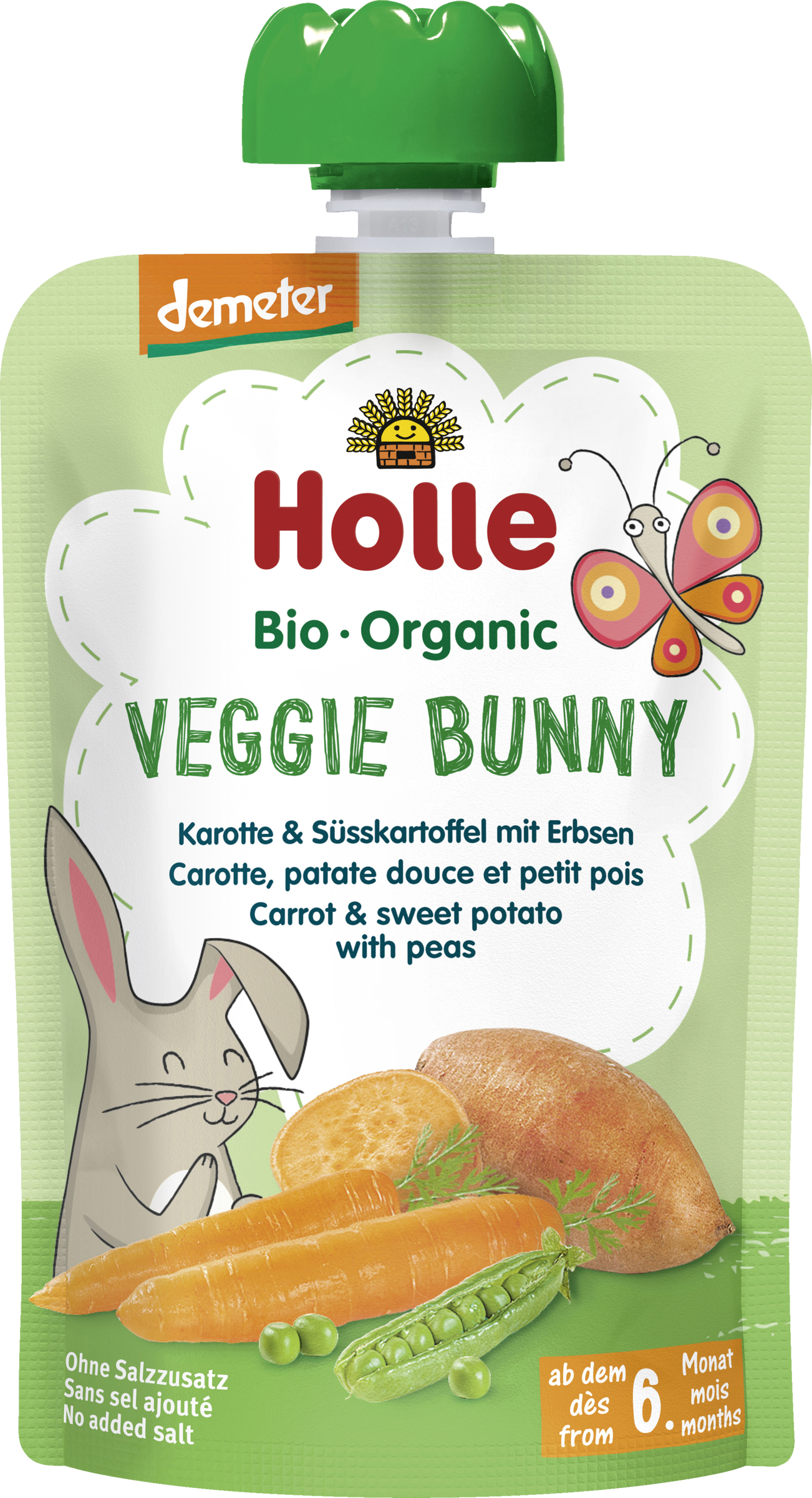 Holle Veggie Bunny - gulerod og sød kartoffel med ærter fra 6. måned