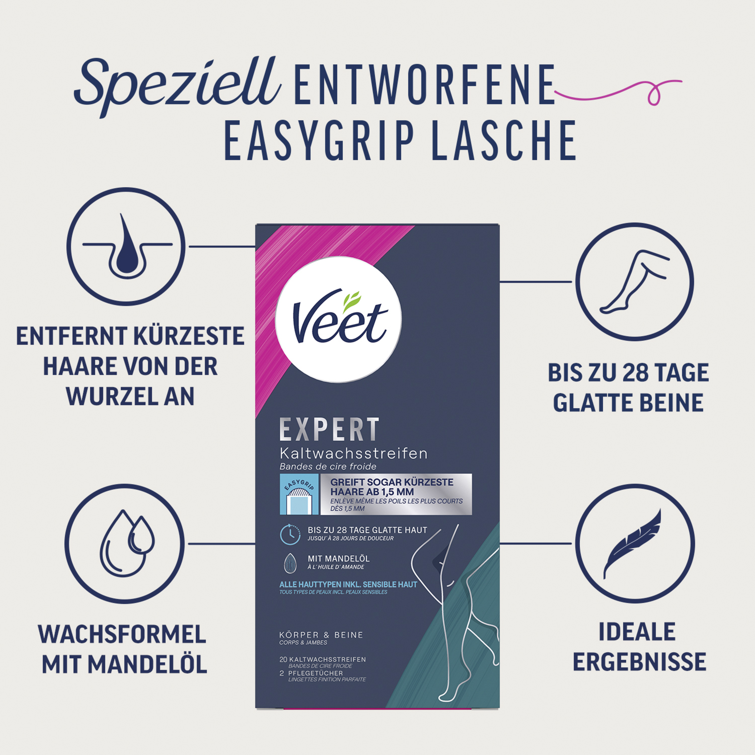 Veet Expert Cold Wax strips ben & krop Køb online rossmann.dk