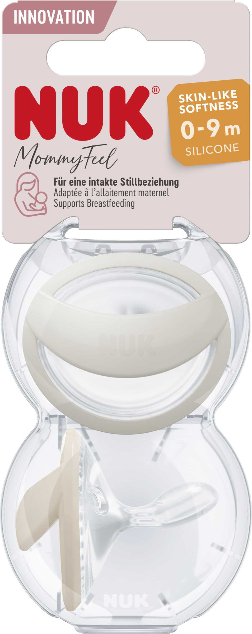 NUK MommyFeel silikonesut, 0-9 måneder, grå og beige