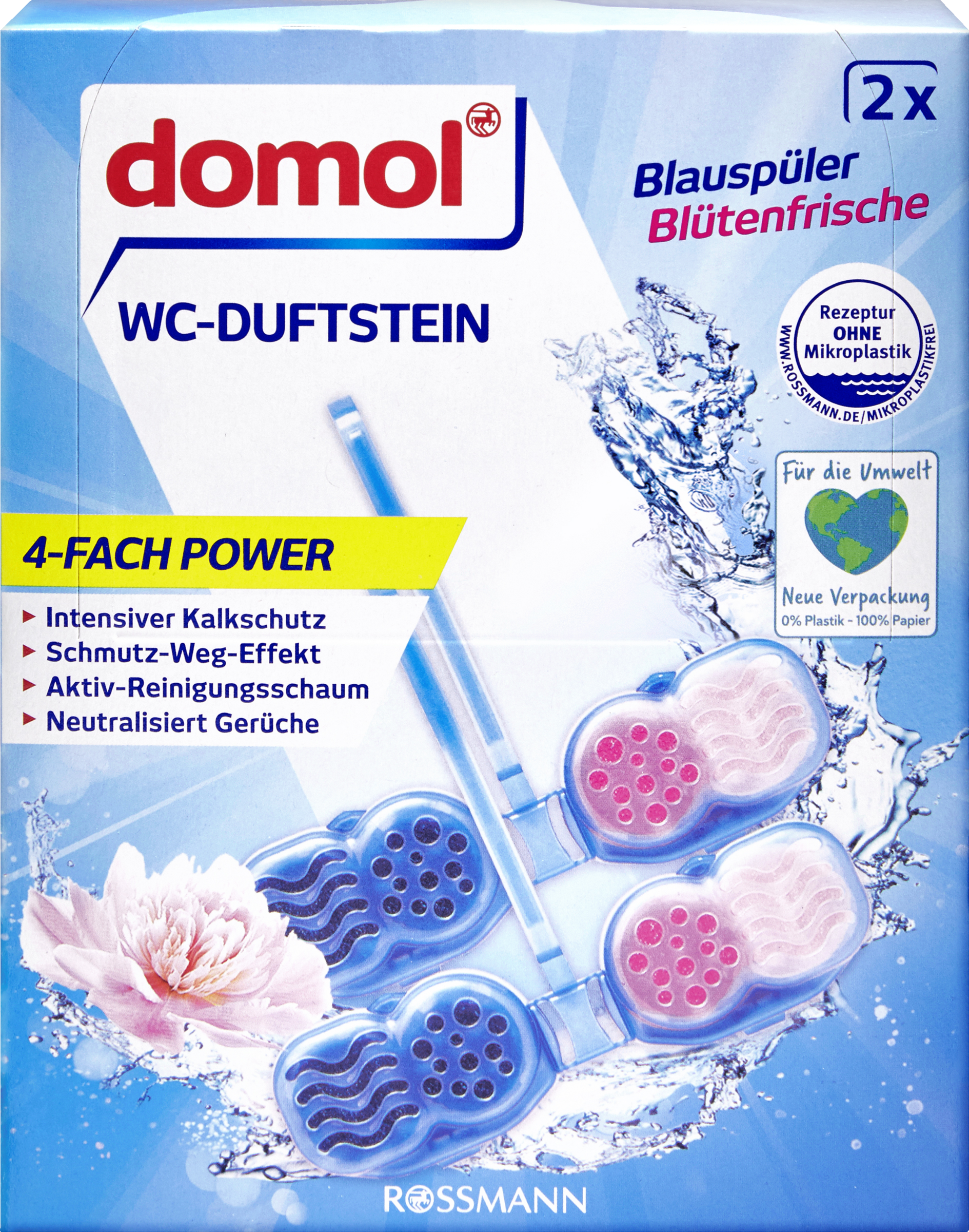 domol WC-duftblok blåt skyl blomsterfrisk