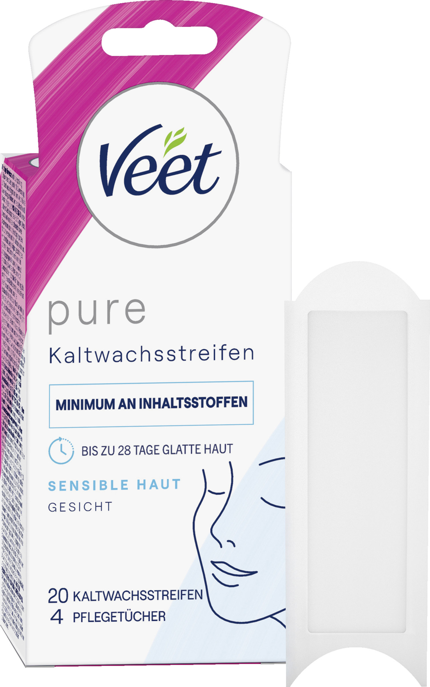 Veet Pure Cold Wax Strips Face Sensitive Skin Køb online rossmann.dk