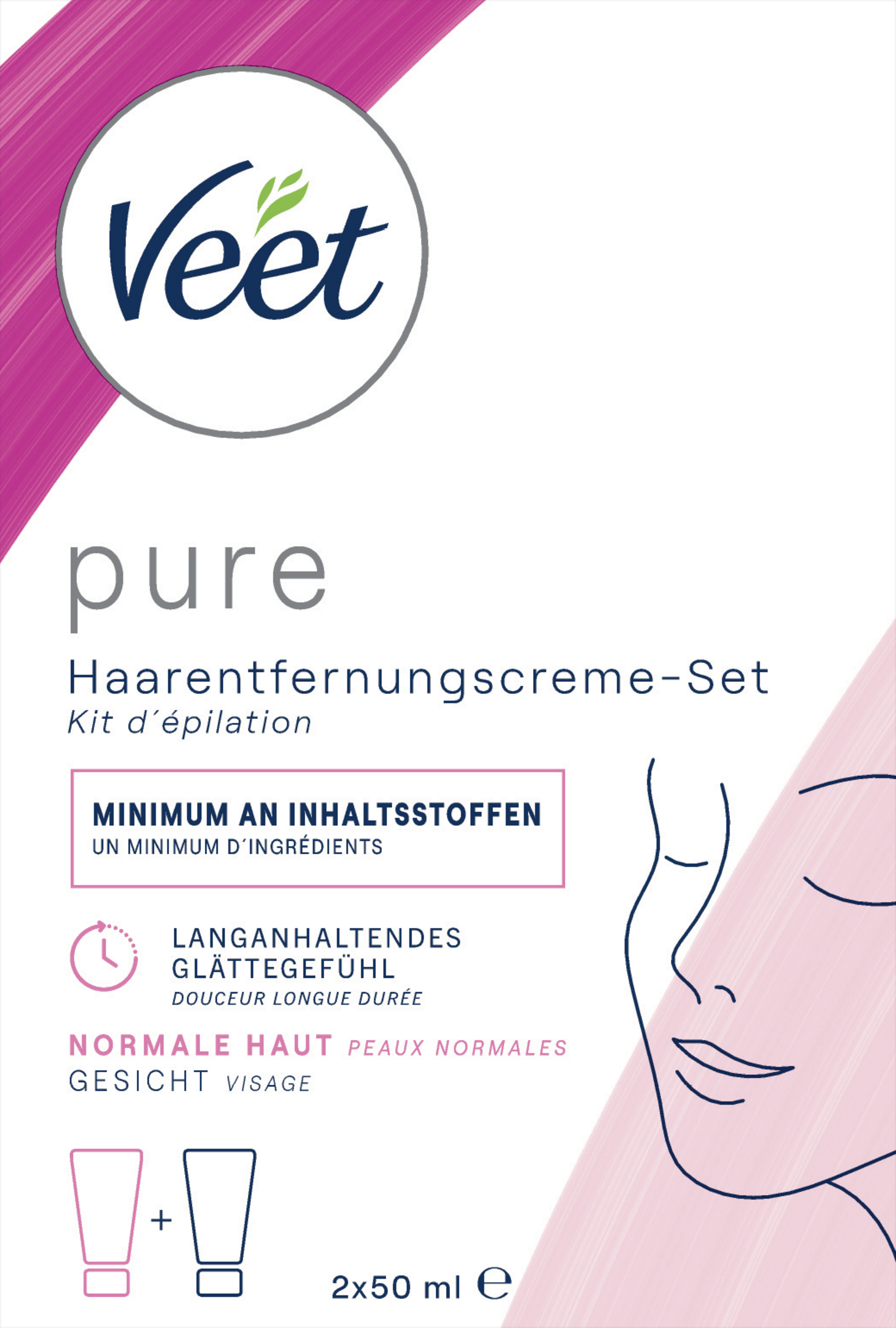 Veet Sæt med hårfjerningscreme til ansigtet
