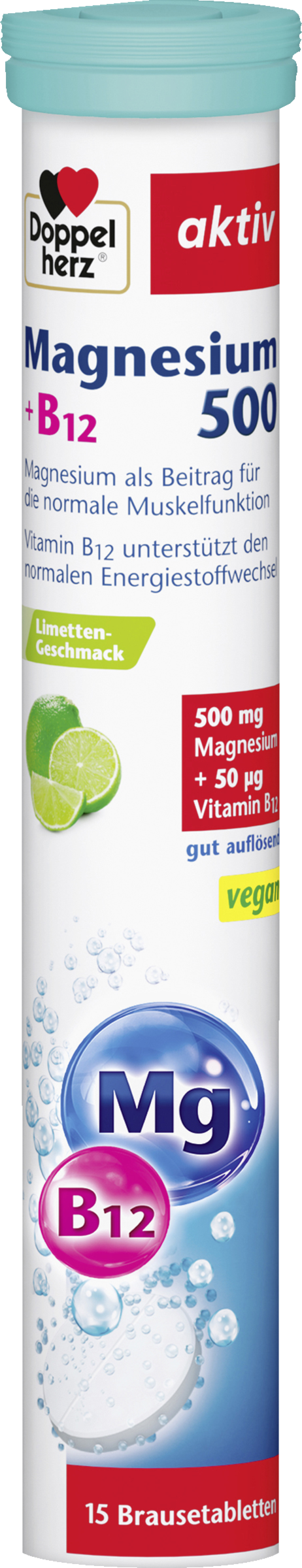 Doppelherz aktiv Magnesium 500 + B12 brusetabletter
