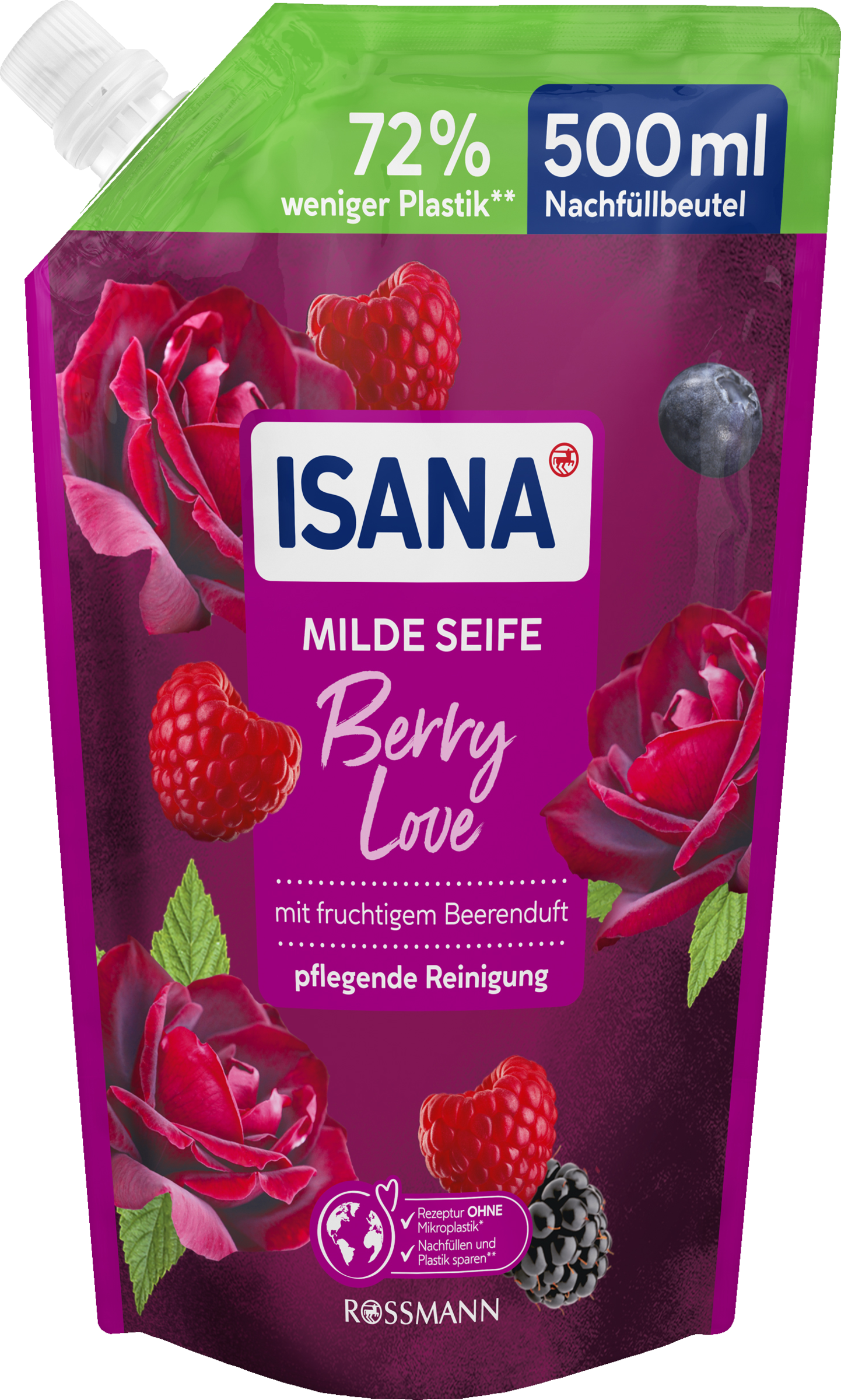 ISANA Mild sæbe Berry Love refill-pose