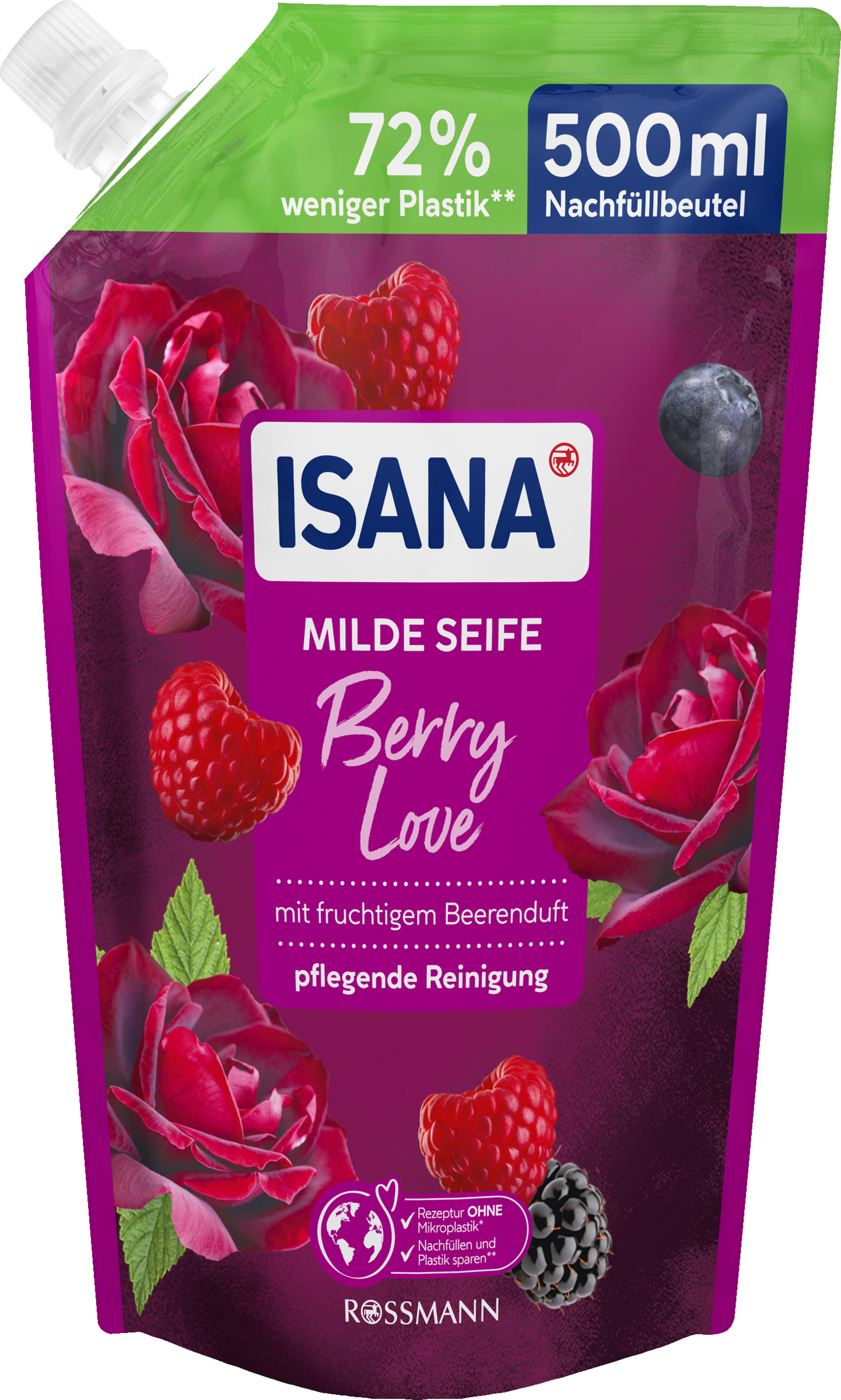 ISANA Mild sæbe Berry Love refill-pose