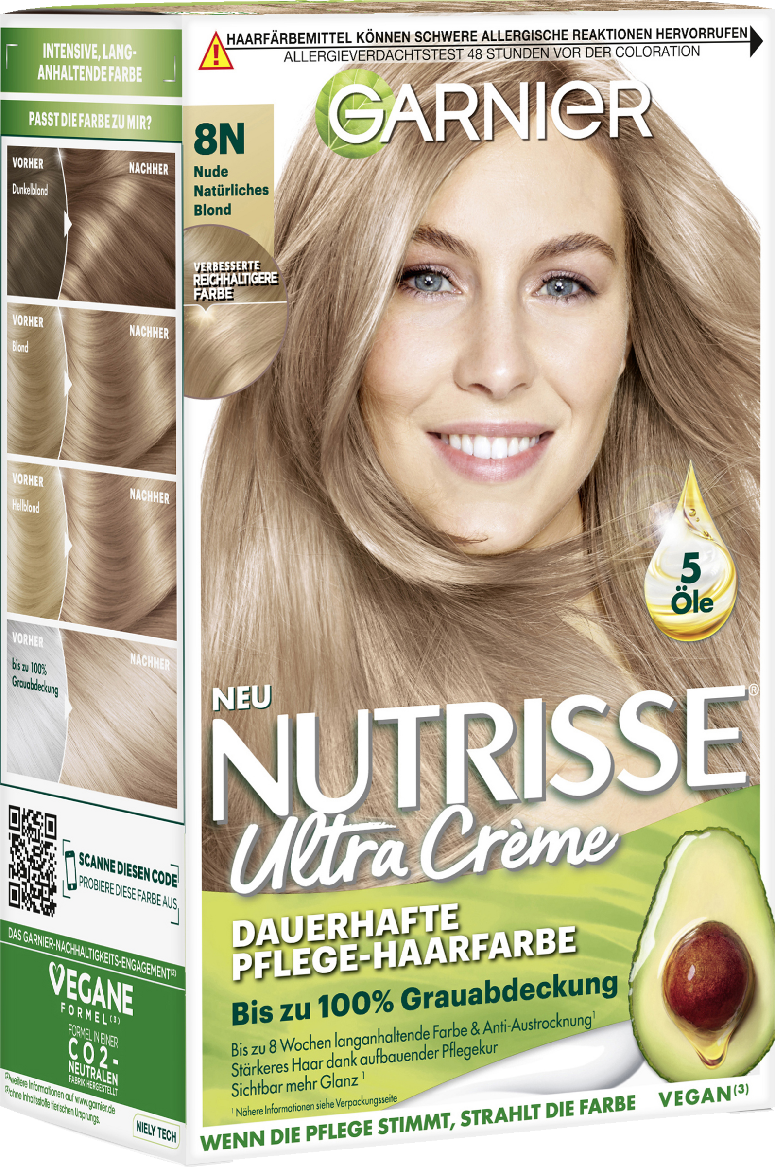 Garnier Nutrisse Ultra Crème permanent pleje-hårfarve 8N Nude naturlig blond