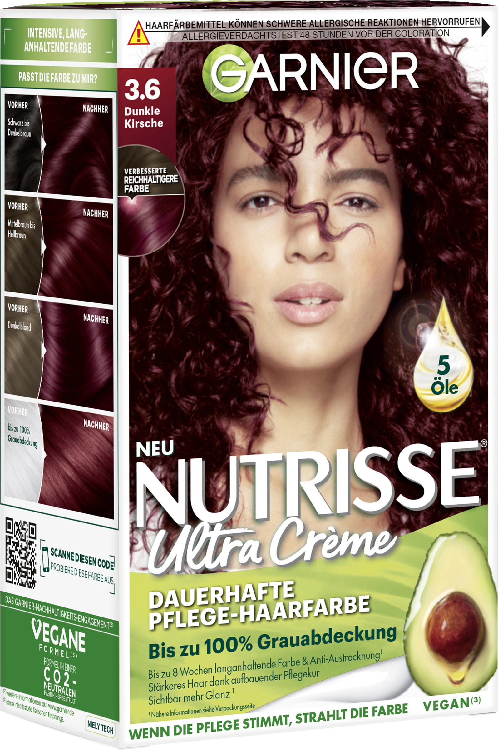 Garnier Nutrisse Ultra Crème permanent pleje-hårfarve 3.6 Mørk kirsebær