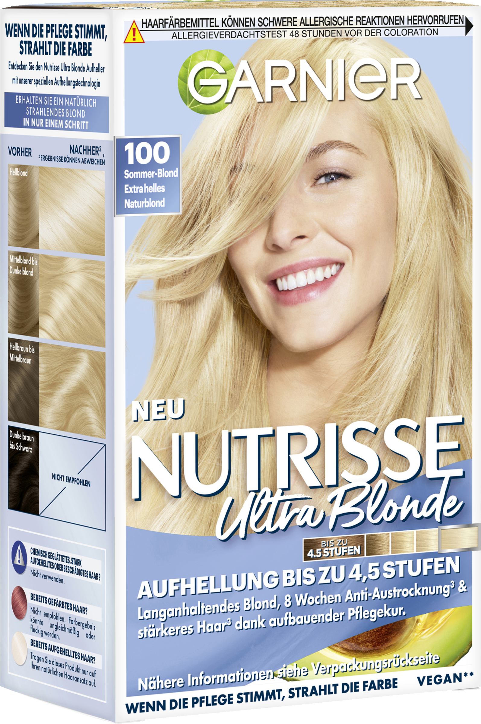 Garnier Nutrisse Ultra Blonde Brightening Permanent Care hårfarve 100 Summer Blonde ekstra lys naturlig blond