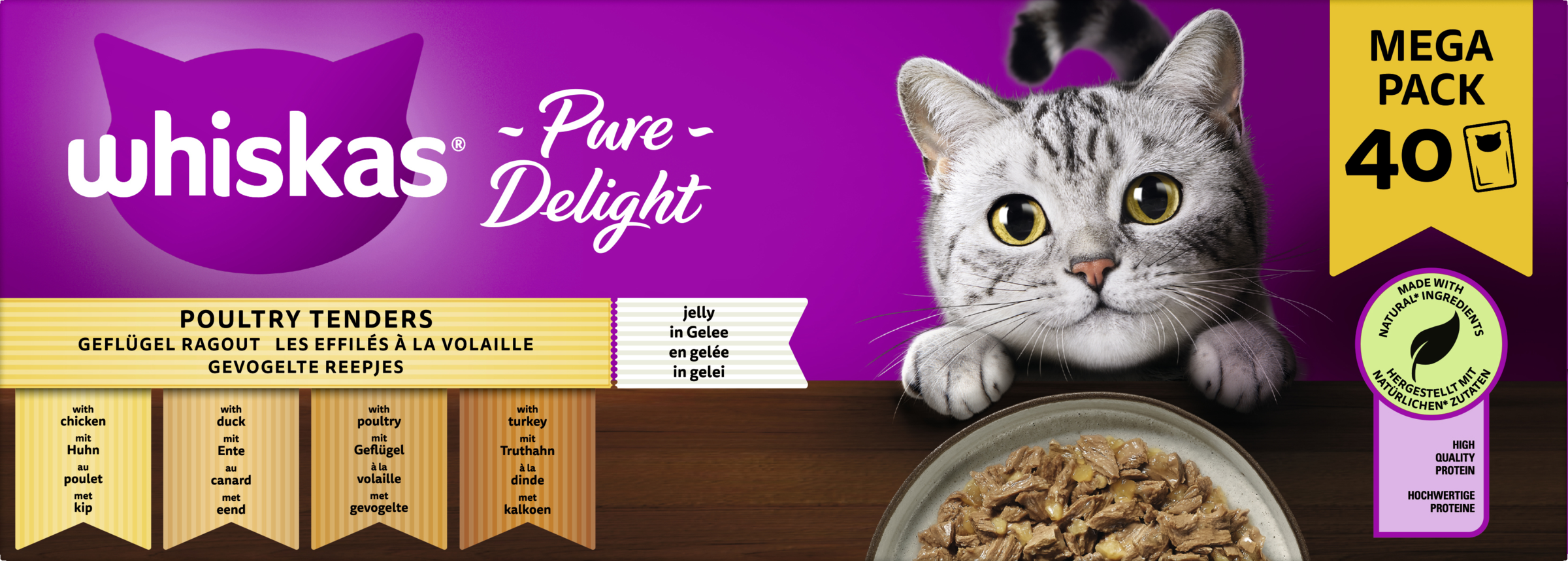 Whiskas Pure Delight portionspose multipack fjerkræragout i gelé