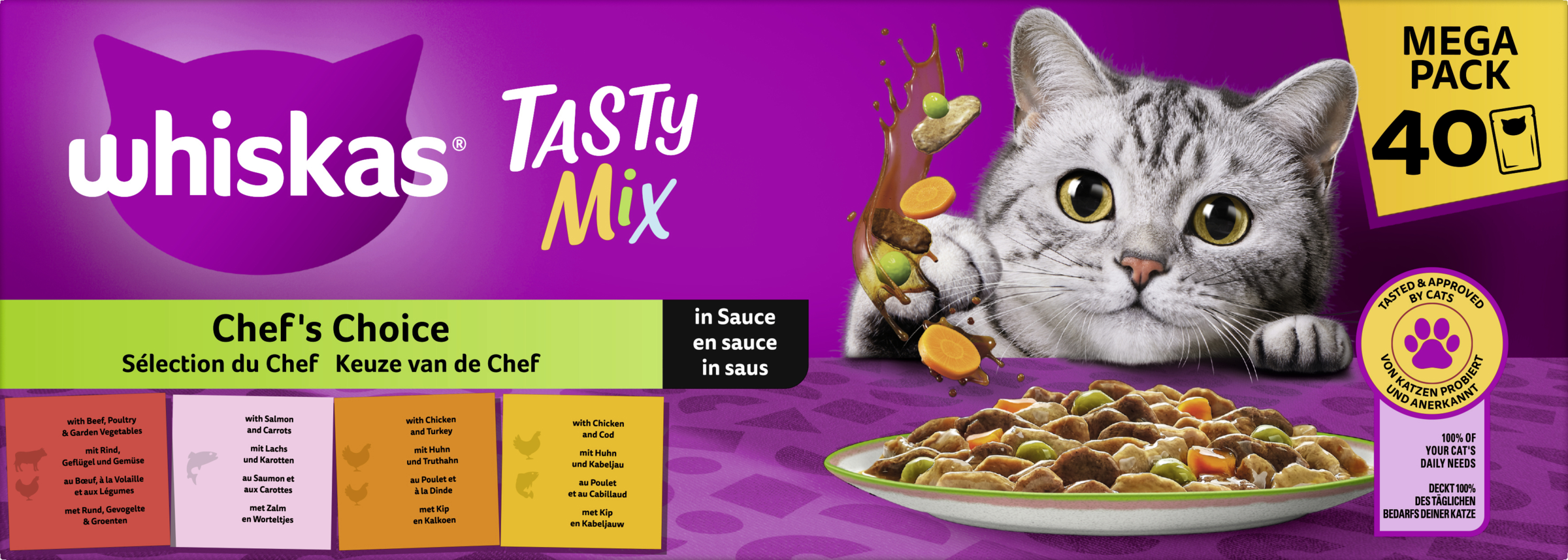 Whiskas Tasty Mix portionspose Multipack Chef's Choice i sauce