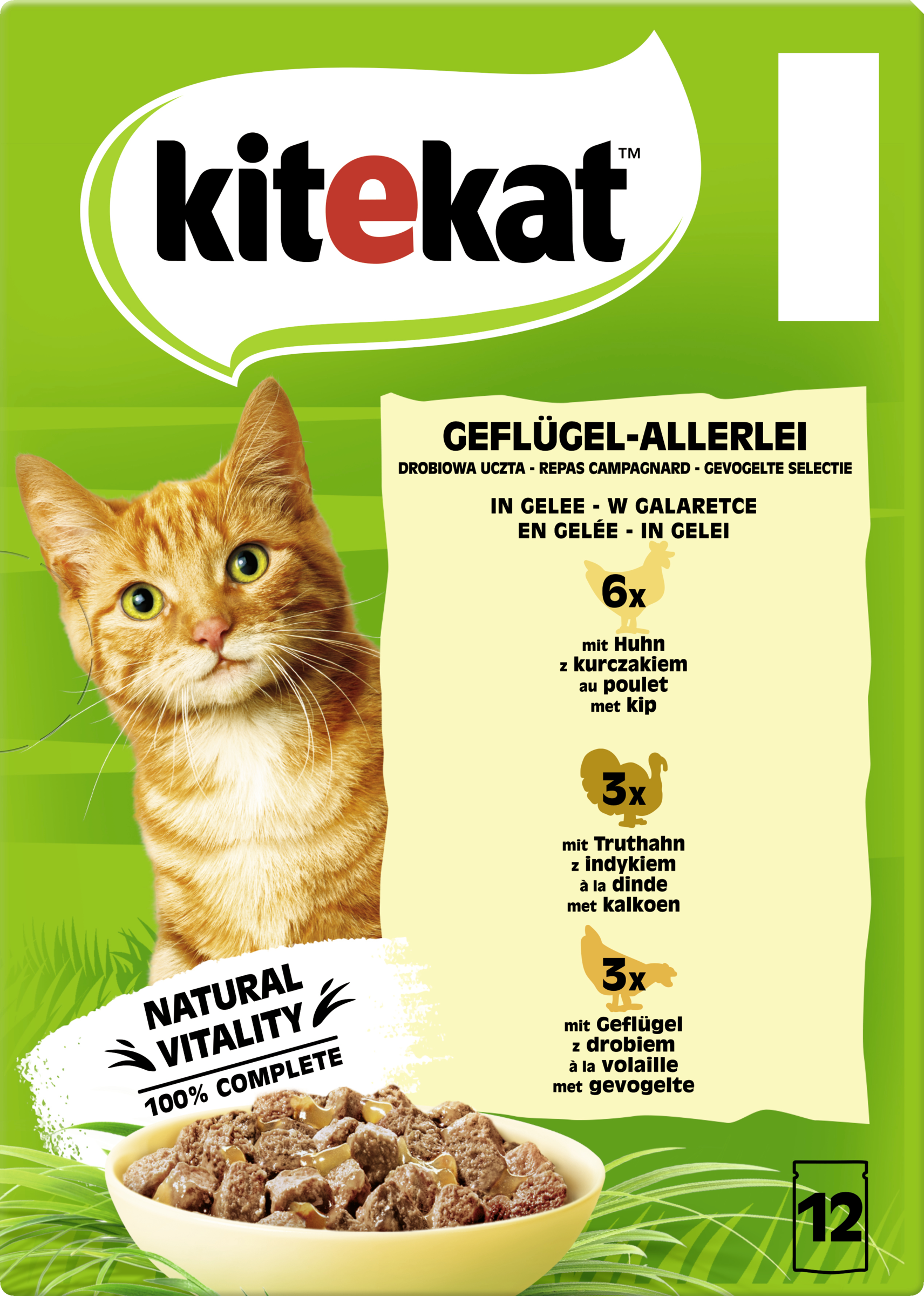 Kitekat Katte, vådfoder portionspose multipack fjerkræ i gelé