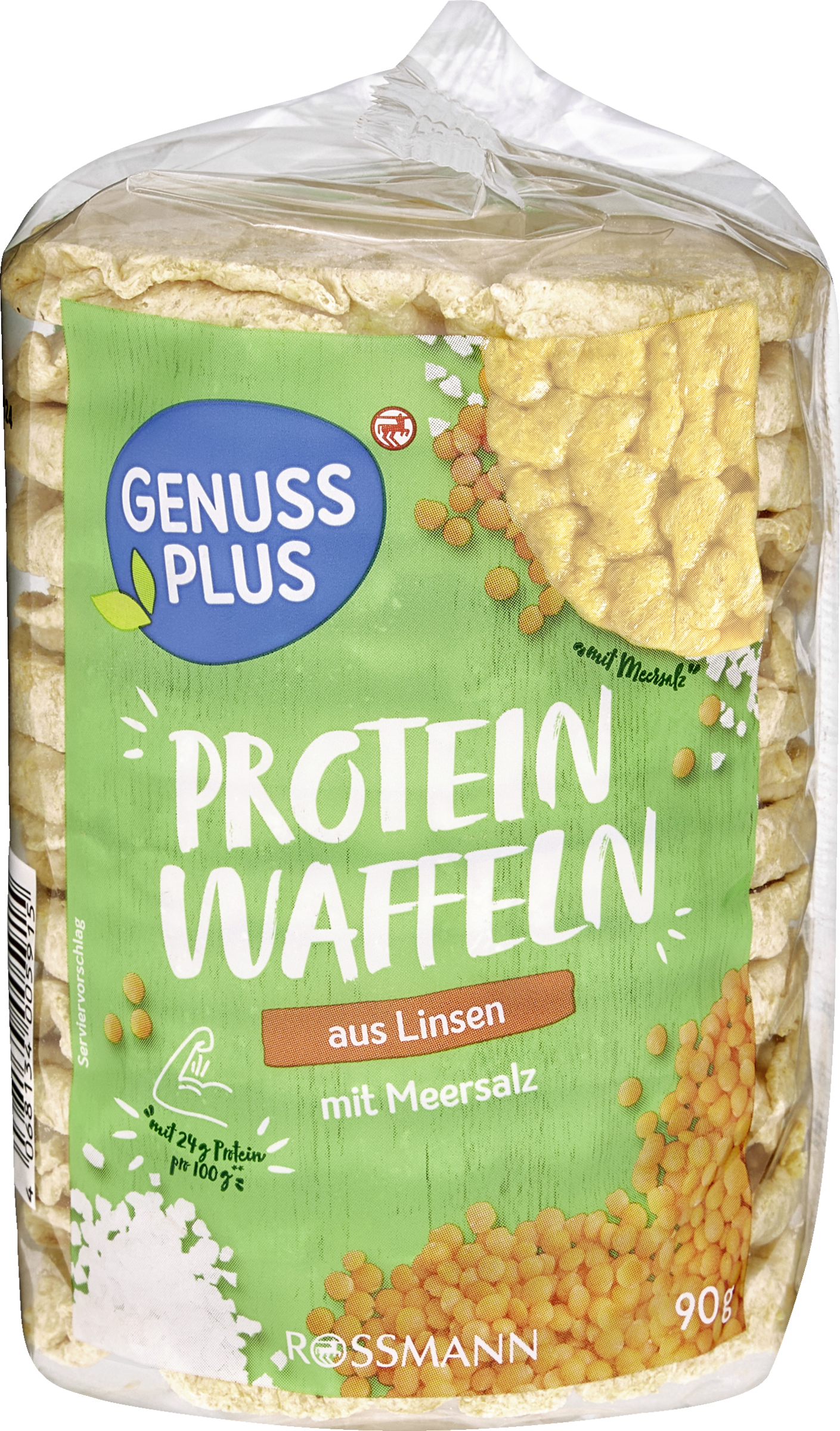 GENUSS PLUS Proteinvafler fremstillet af linser
