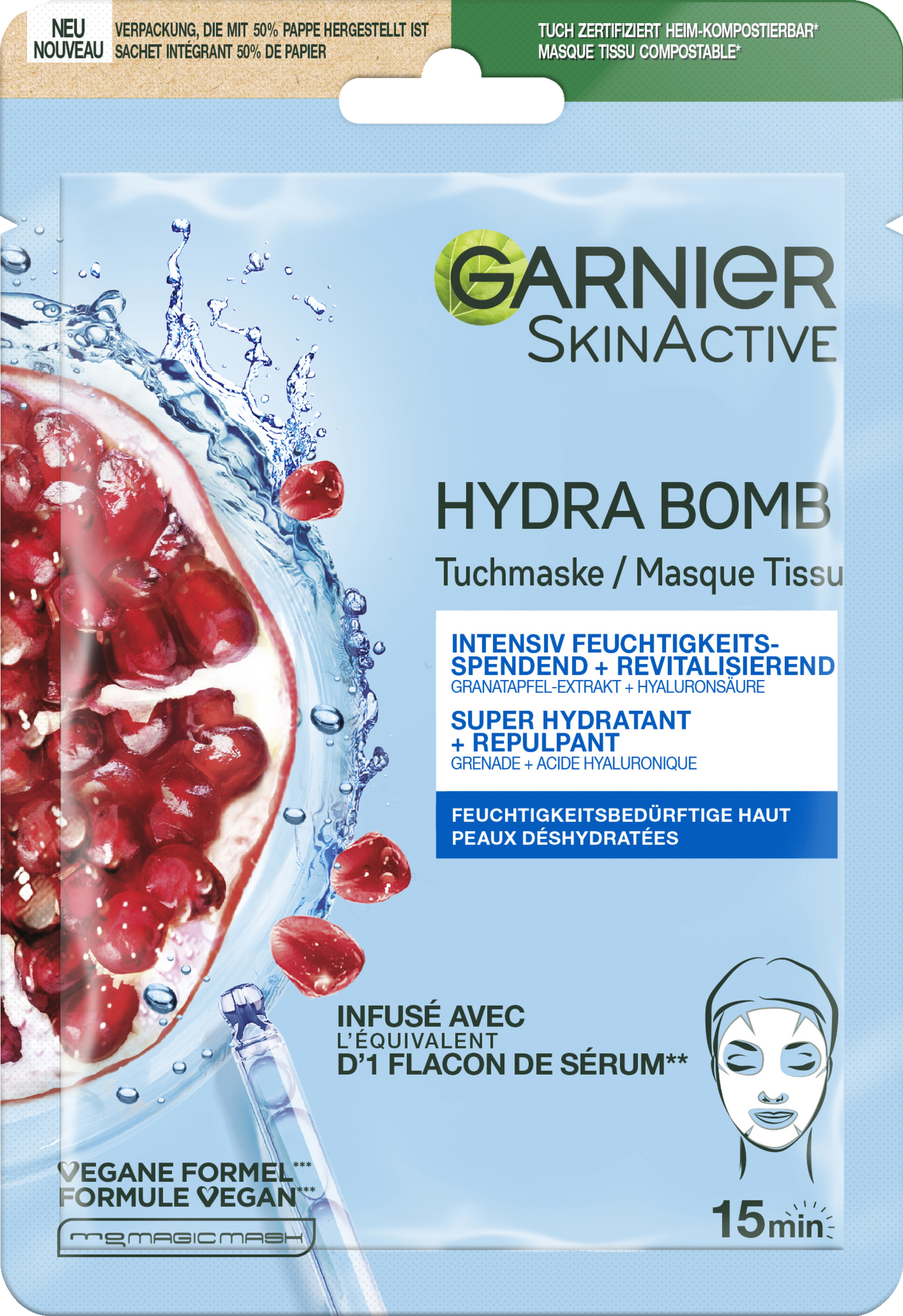Garnier SkinActive Hydra Bomb stofmaske Granatæble