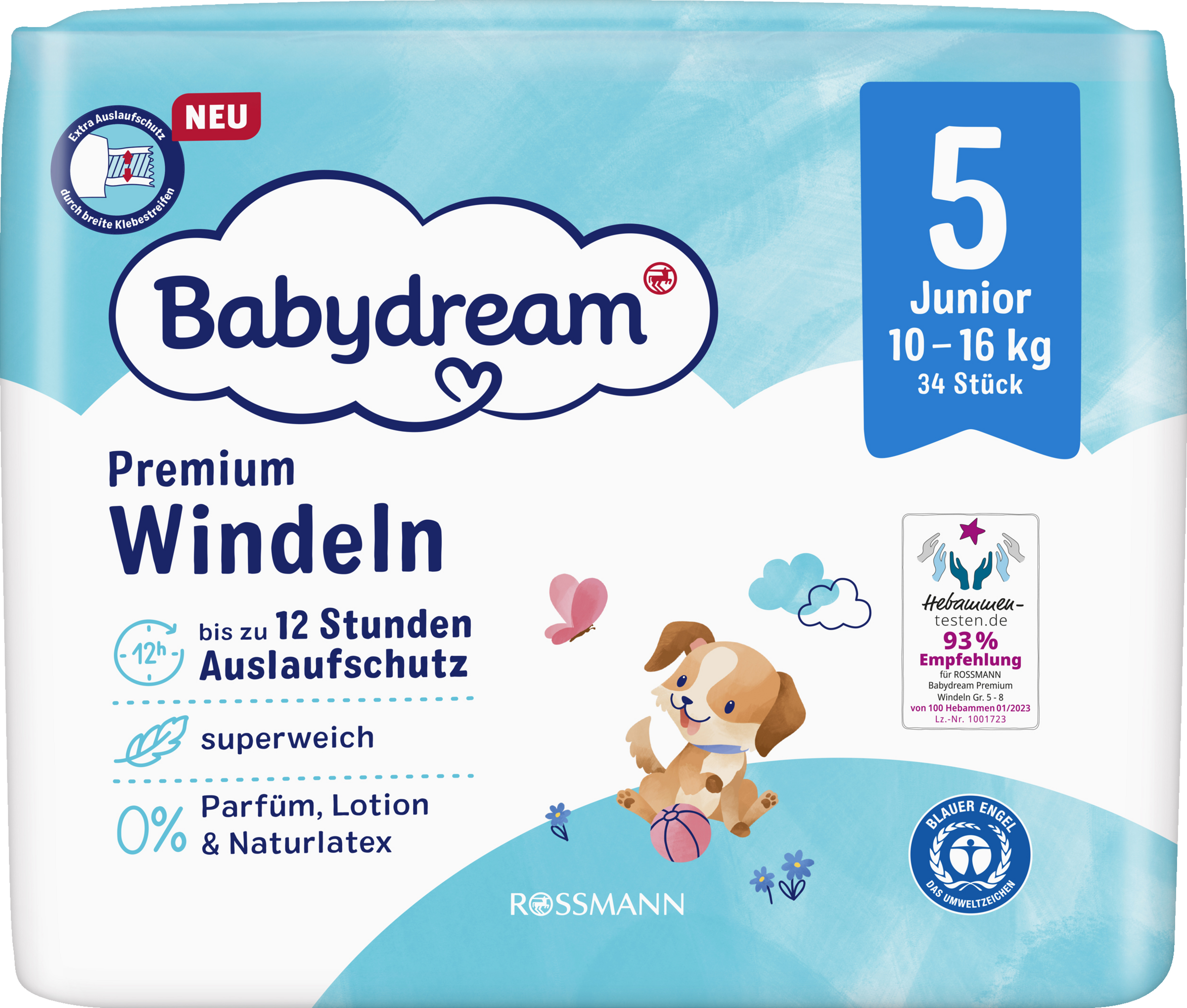 Babydream Premium bleer str. 5 Junior, 34 stk., 10-16 kg