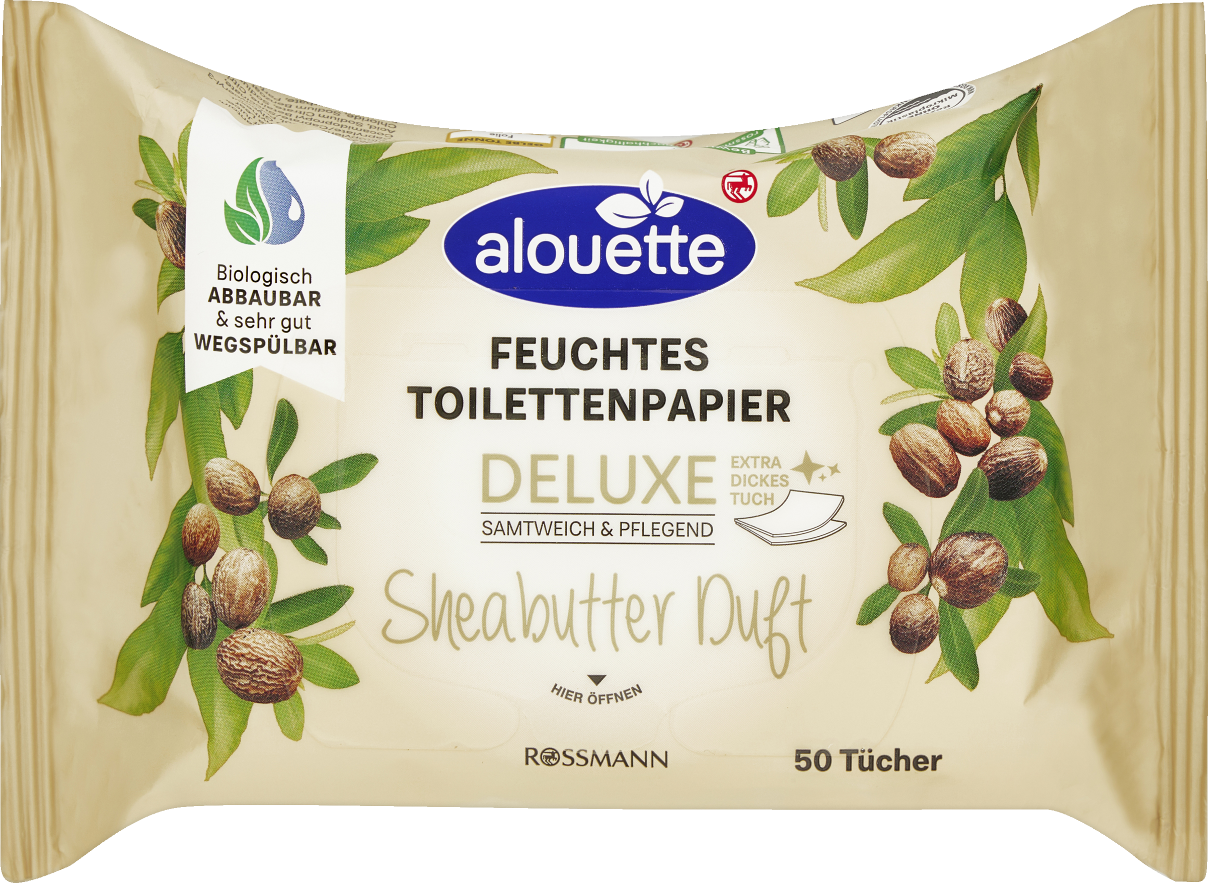 alouette toilet-vådservietter med sheabutter-duft deluxe 50 stk.