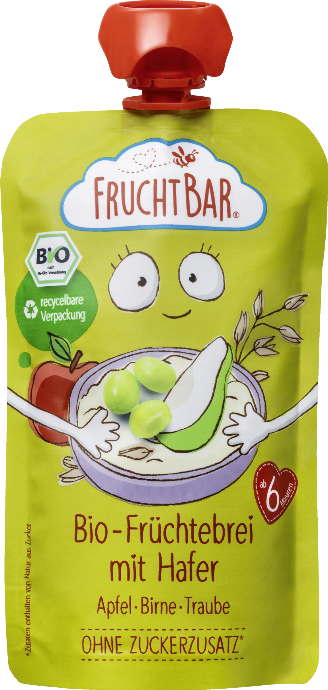 FruchtBar Økologisk frugthavregrød med æble, pære og drue