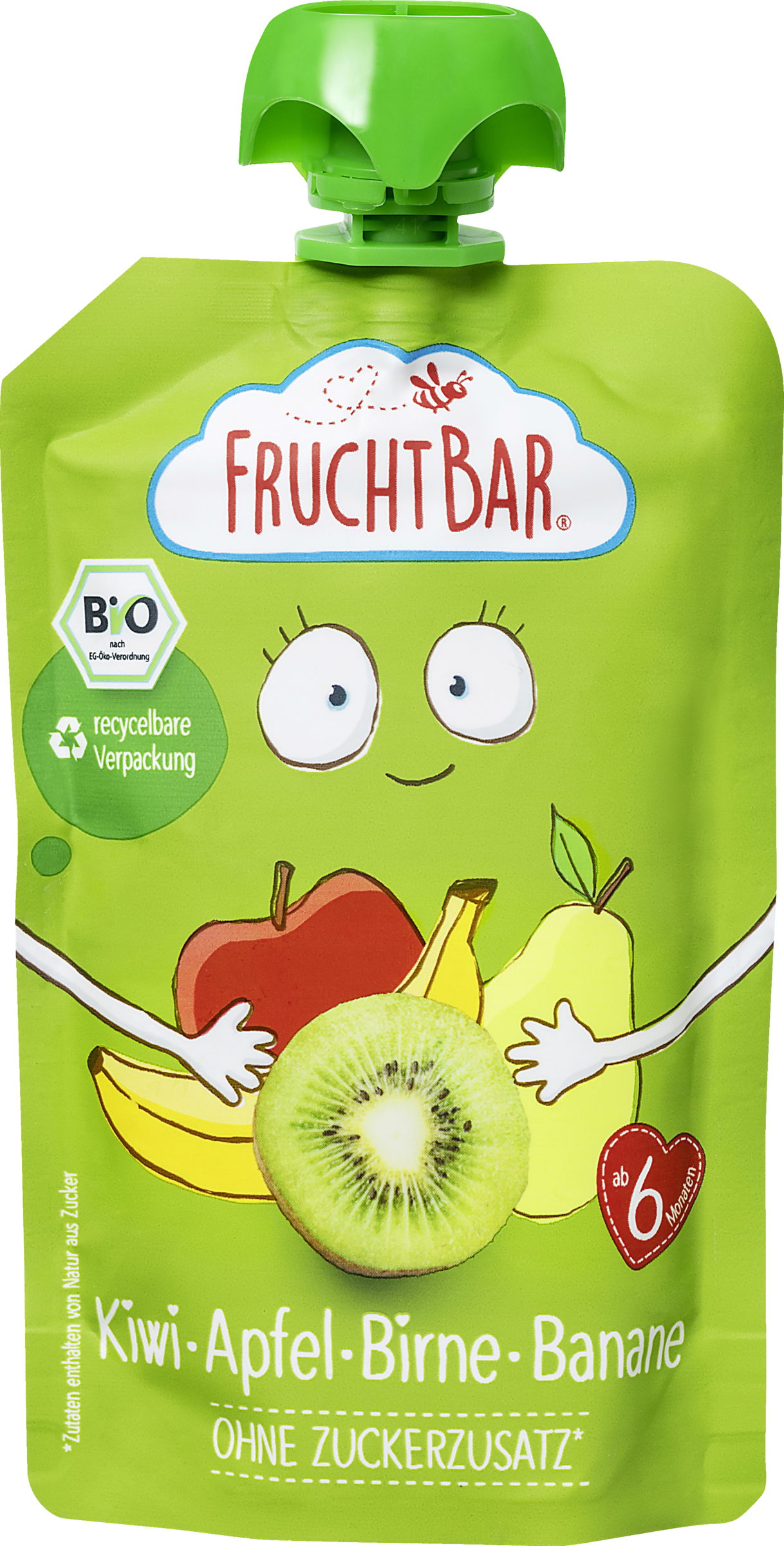 FruchtBar Økologisk frugtpuré med kiwi, æble, pære og banan