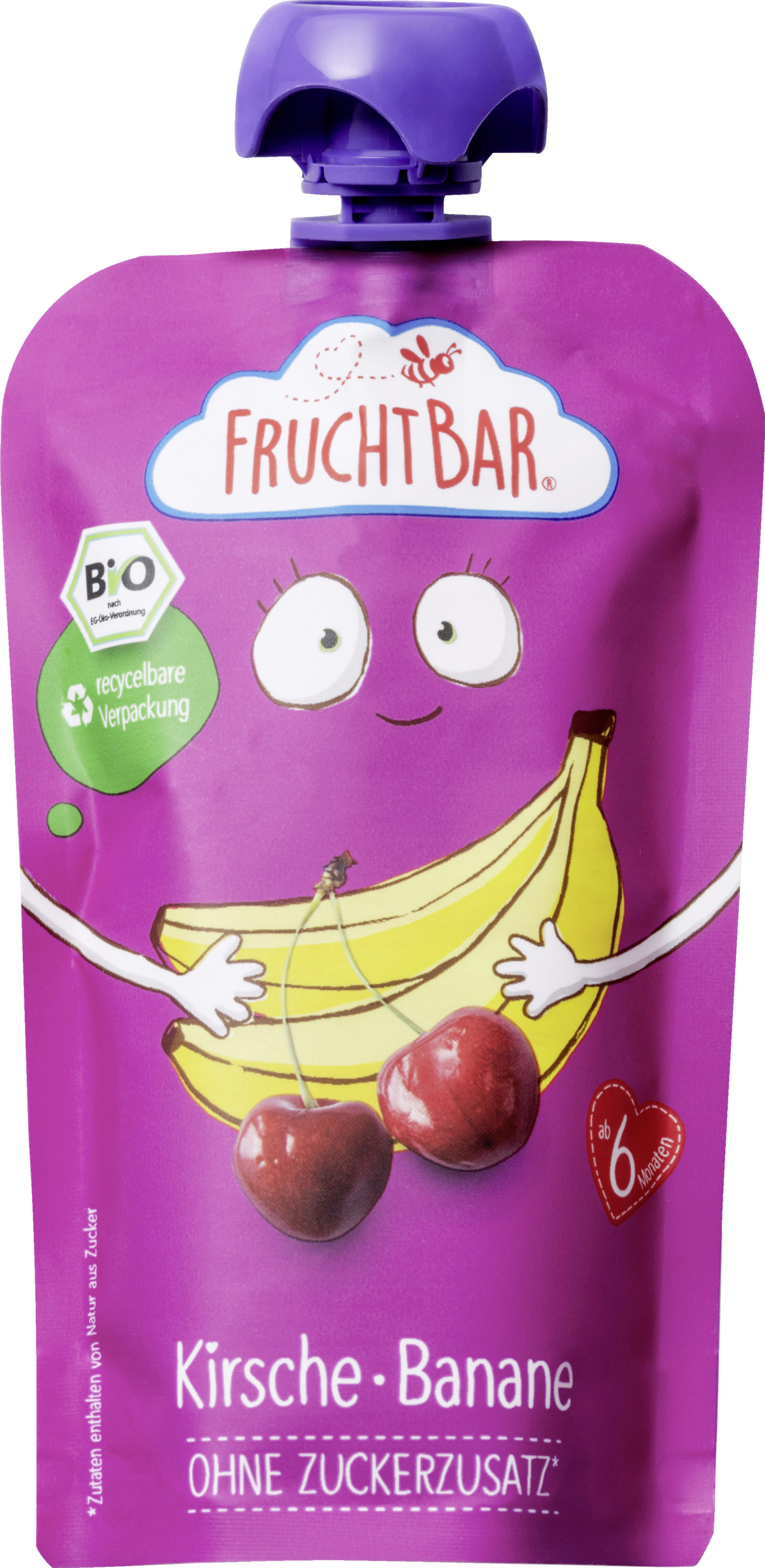 FruchtBar Økologisk frugtpuré kirsebær, banan
