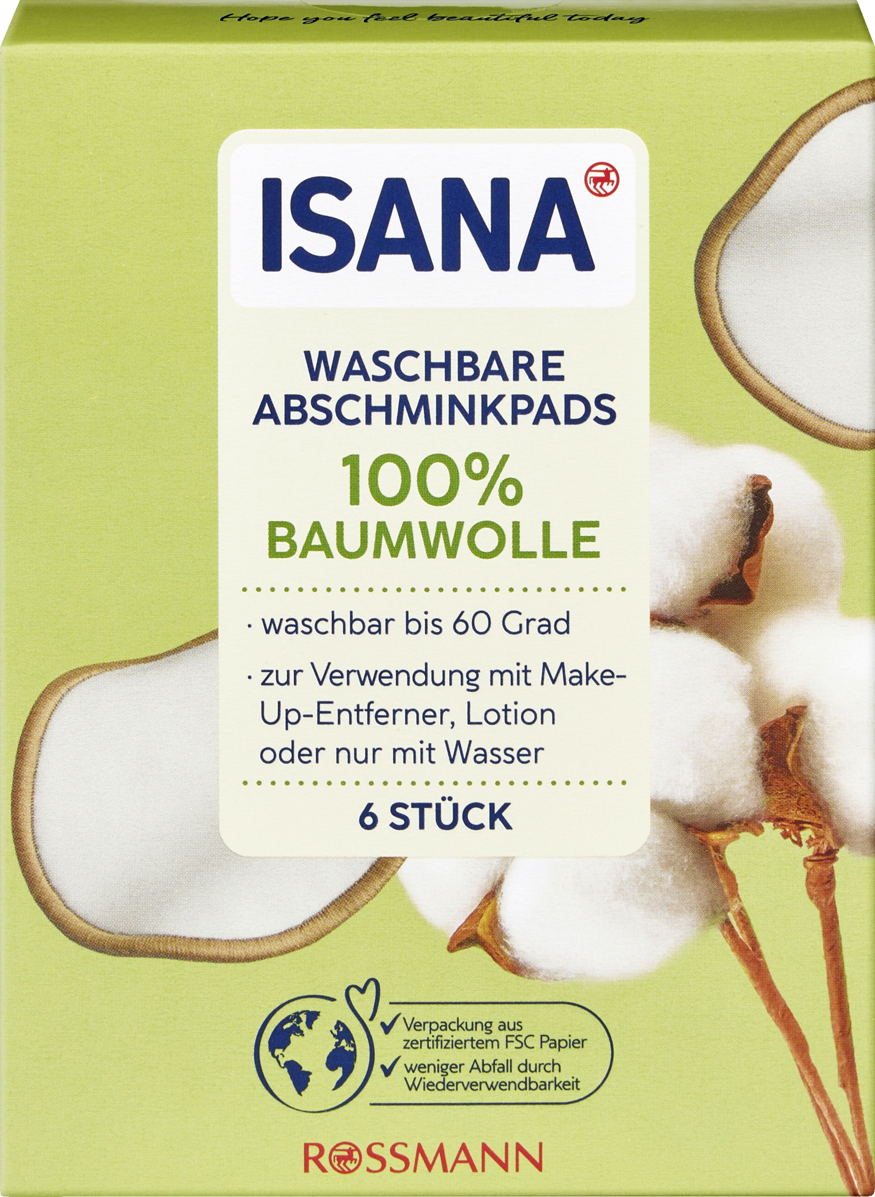 ISANA sæt med 6 stk. vaskbare rondeller til fjernelse af makeup