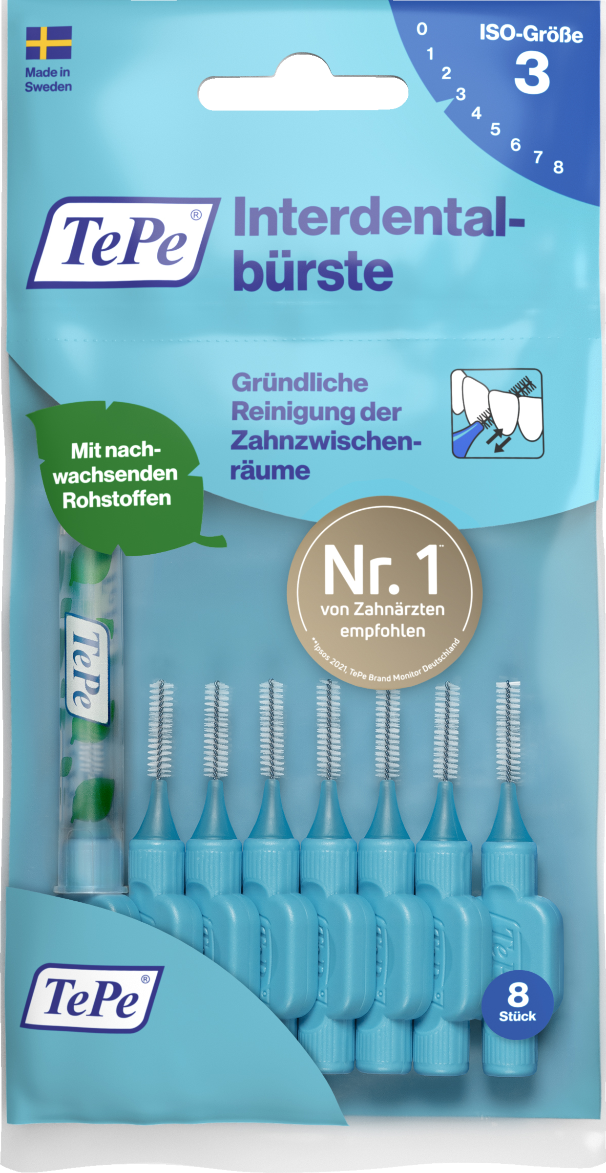 TePe Mellemrumsbørster blå, ISO 3, 0,6 mm, 8 stk.