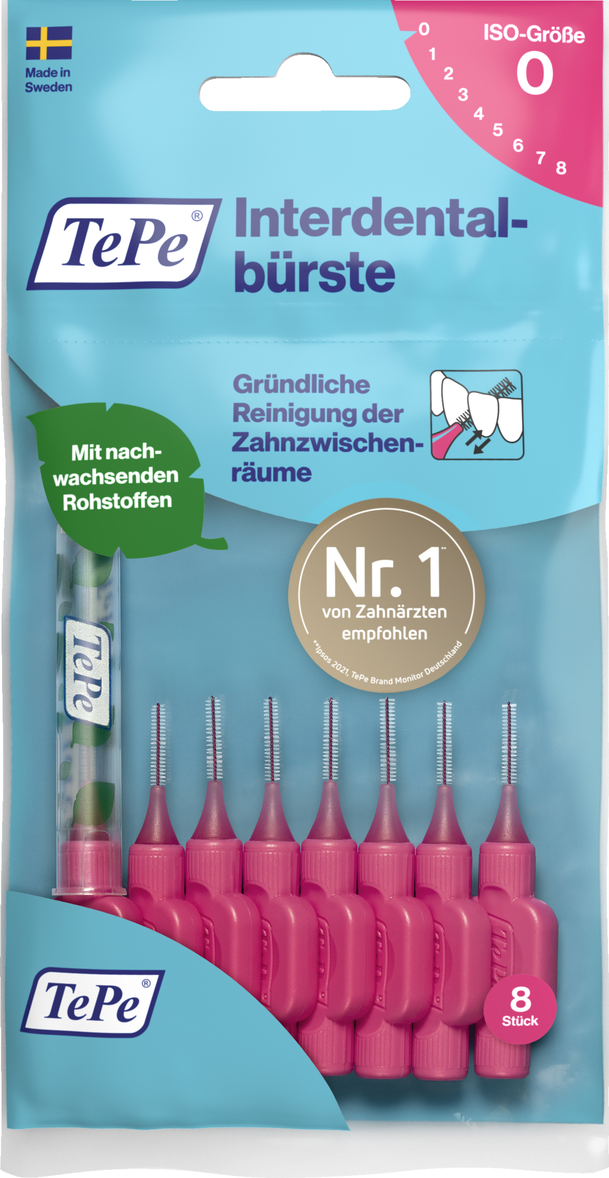 TePe Mellemrumsbørster pink, ISO 0, 0,4 mm, 8 stk.