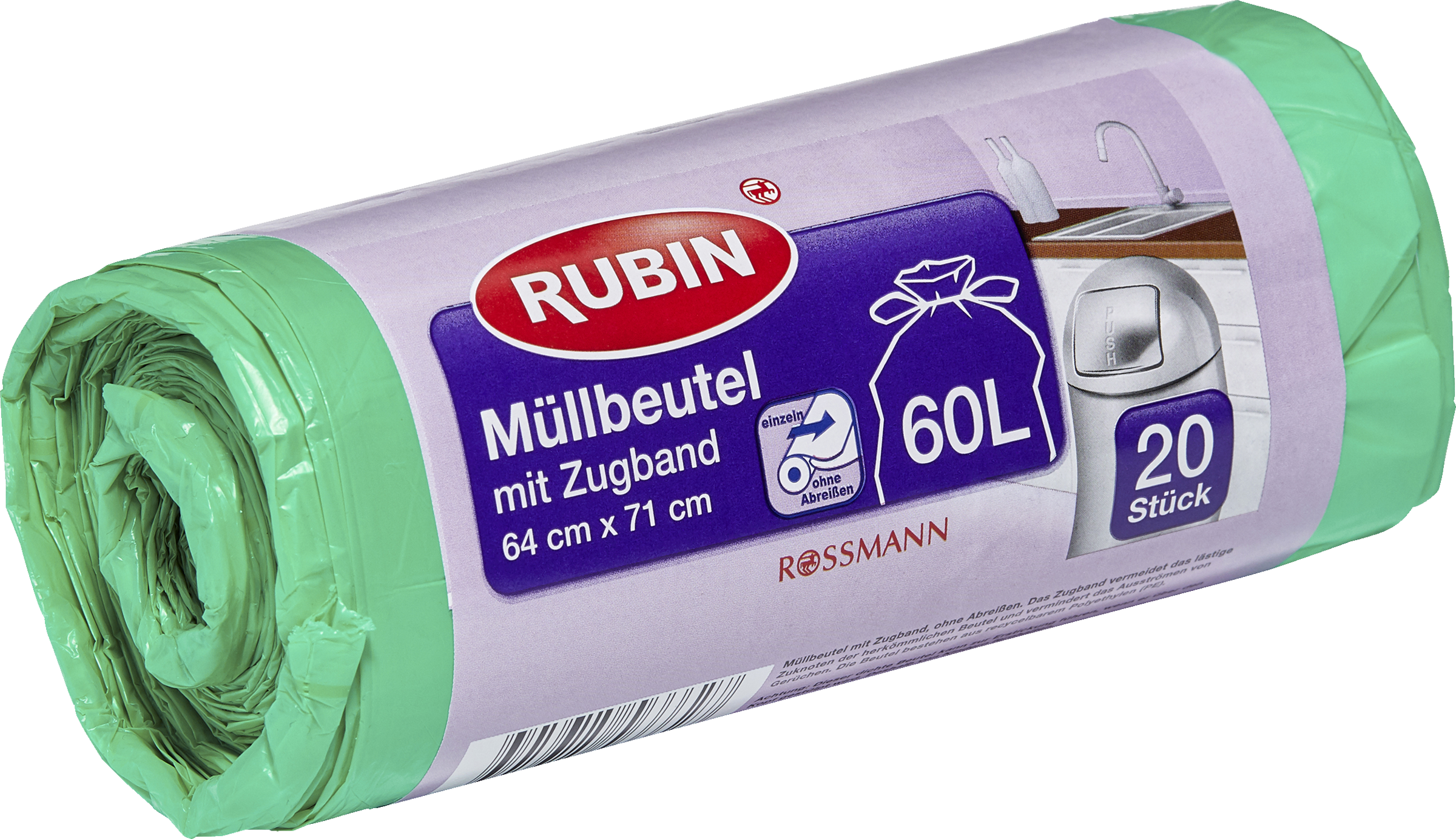 RUBIN Affaldsposer med løbegang 60 l