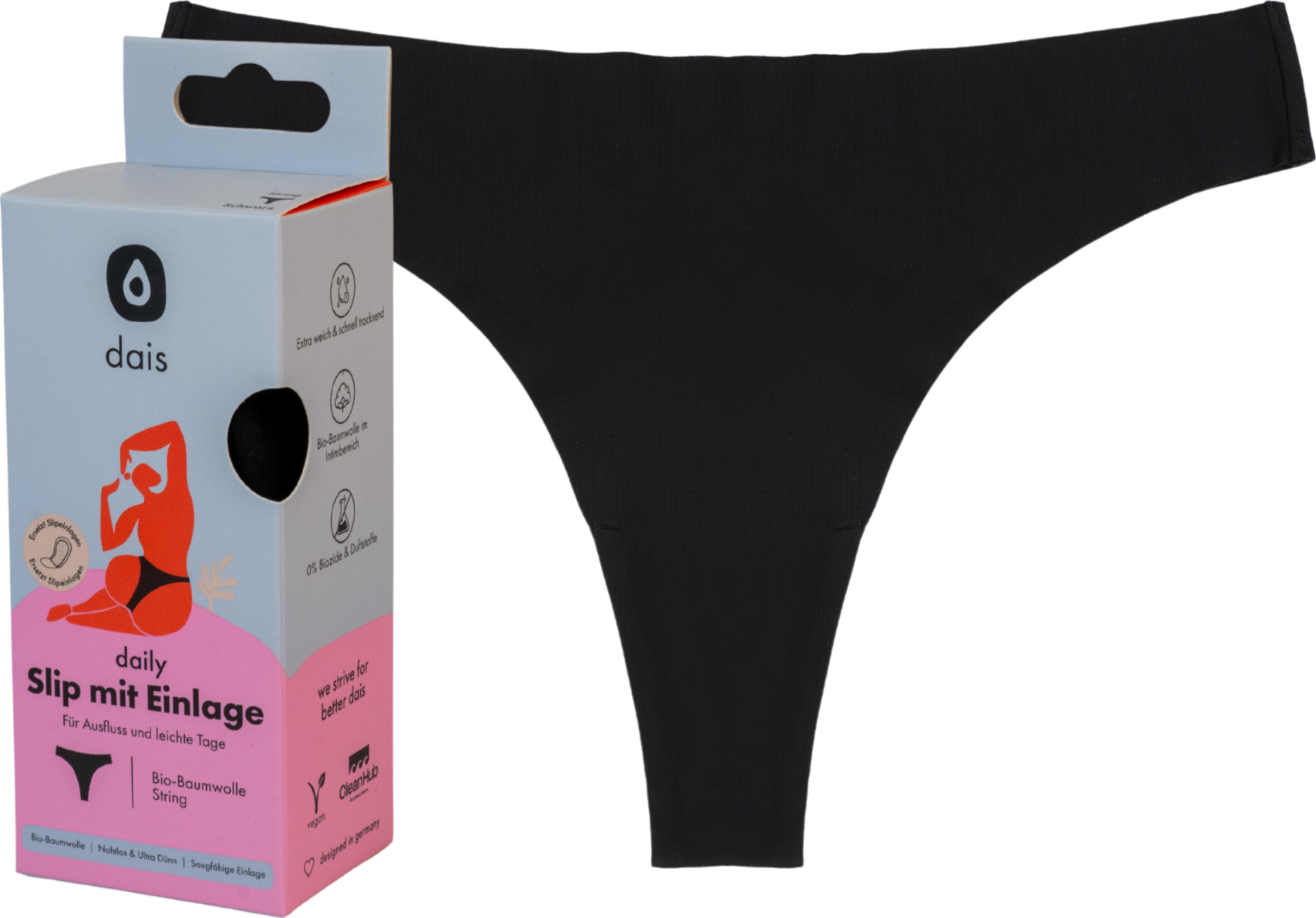 dais Menstruationsundertøj string str. M sort