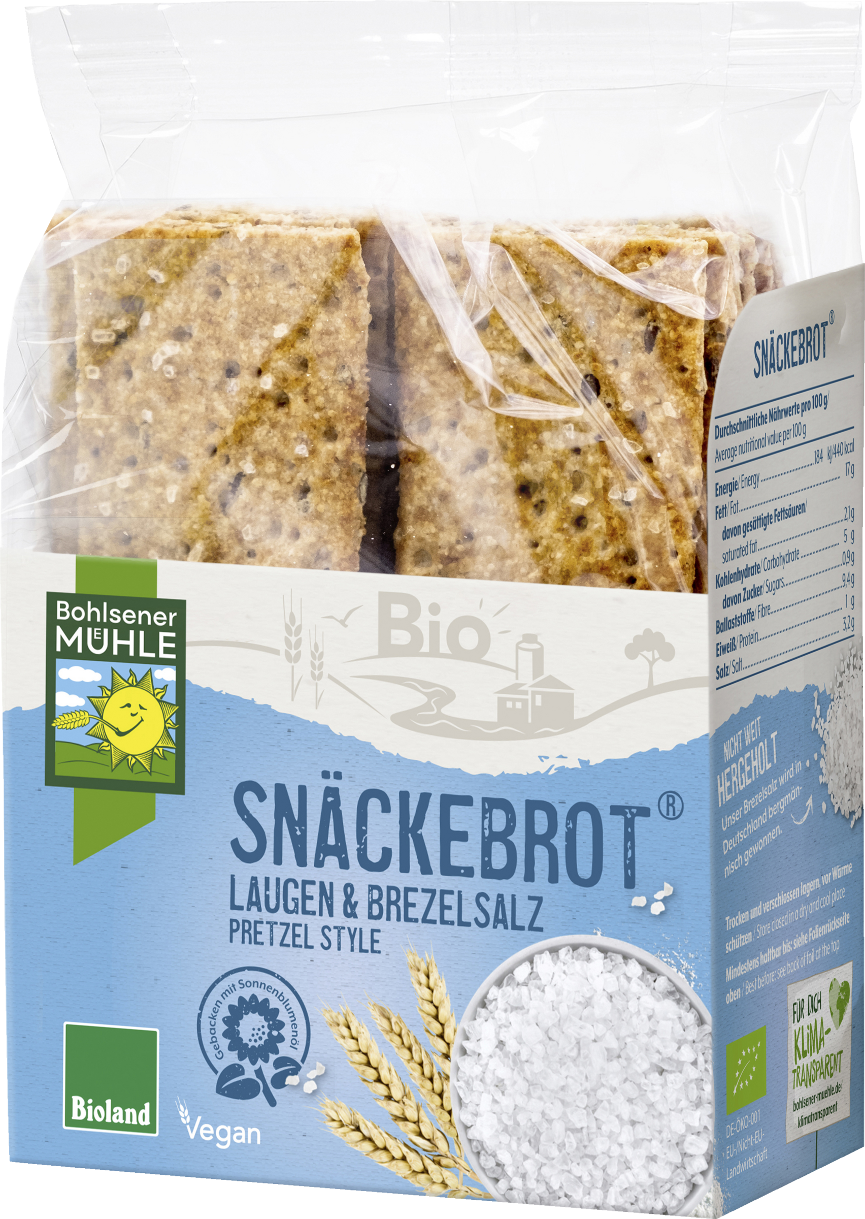 Bohlsener Mühle Bioland økologisk snackbrød med laugen- og brezelsalt