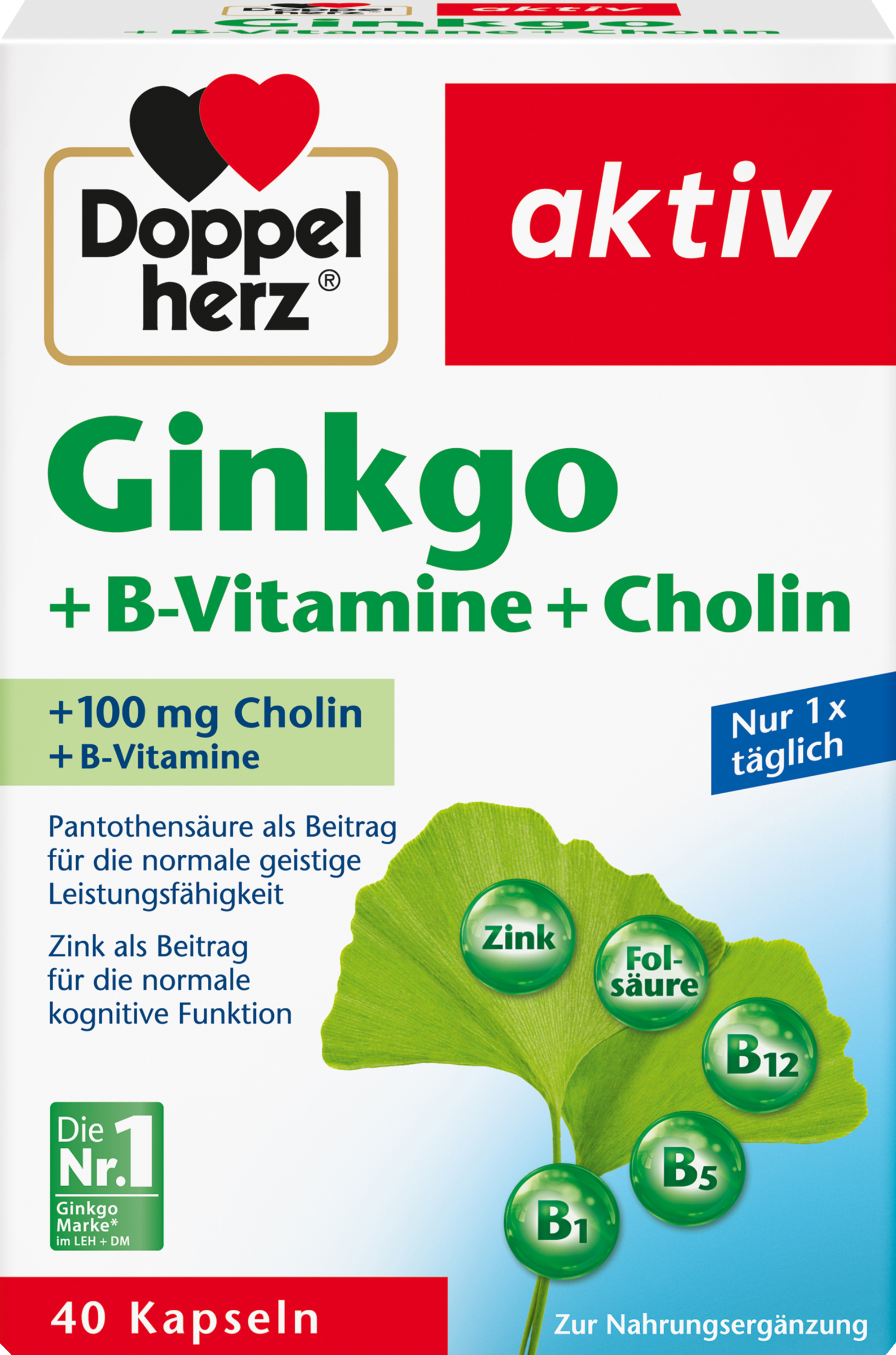 Doppelherz Kapsler med ginkgo + B-vitaminer + cholin