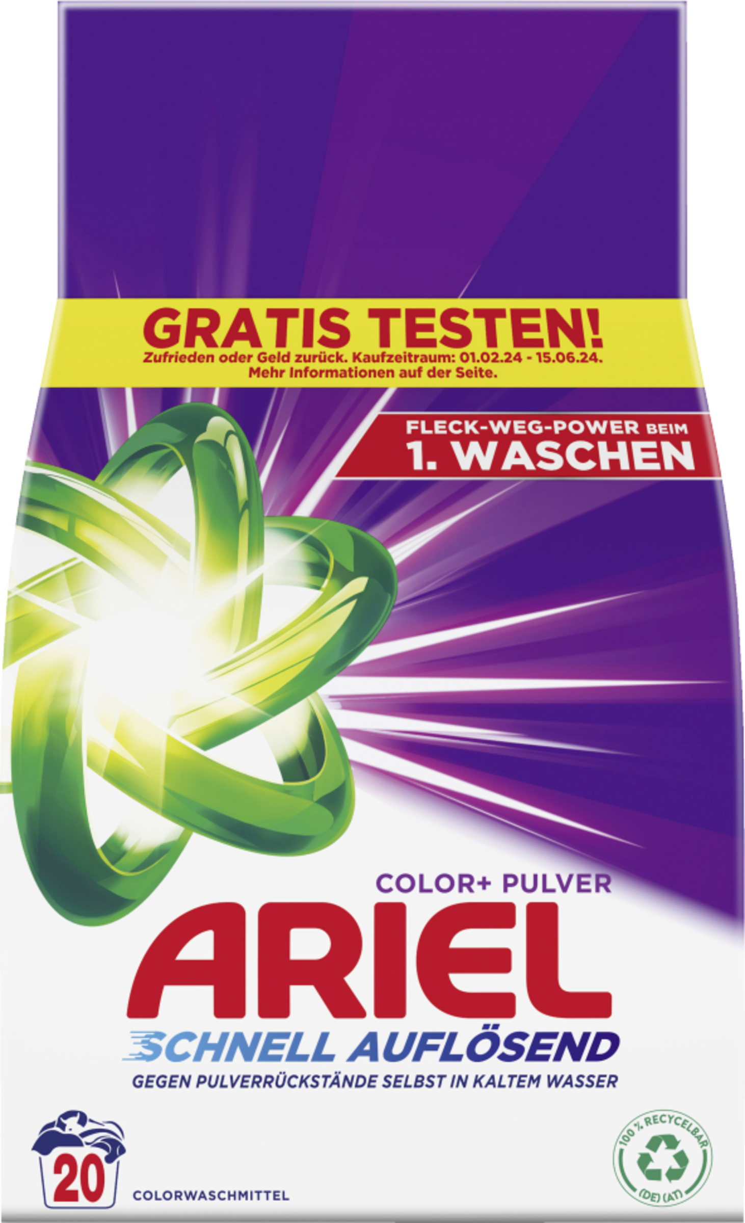 Ariel Color+ vaskepulver til kulørt 20 vaske Køb online | rossmann.dk