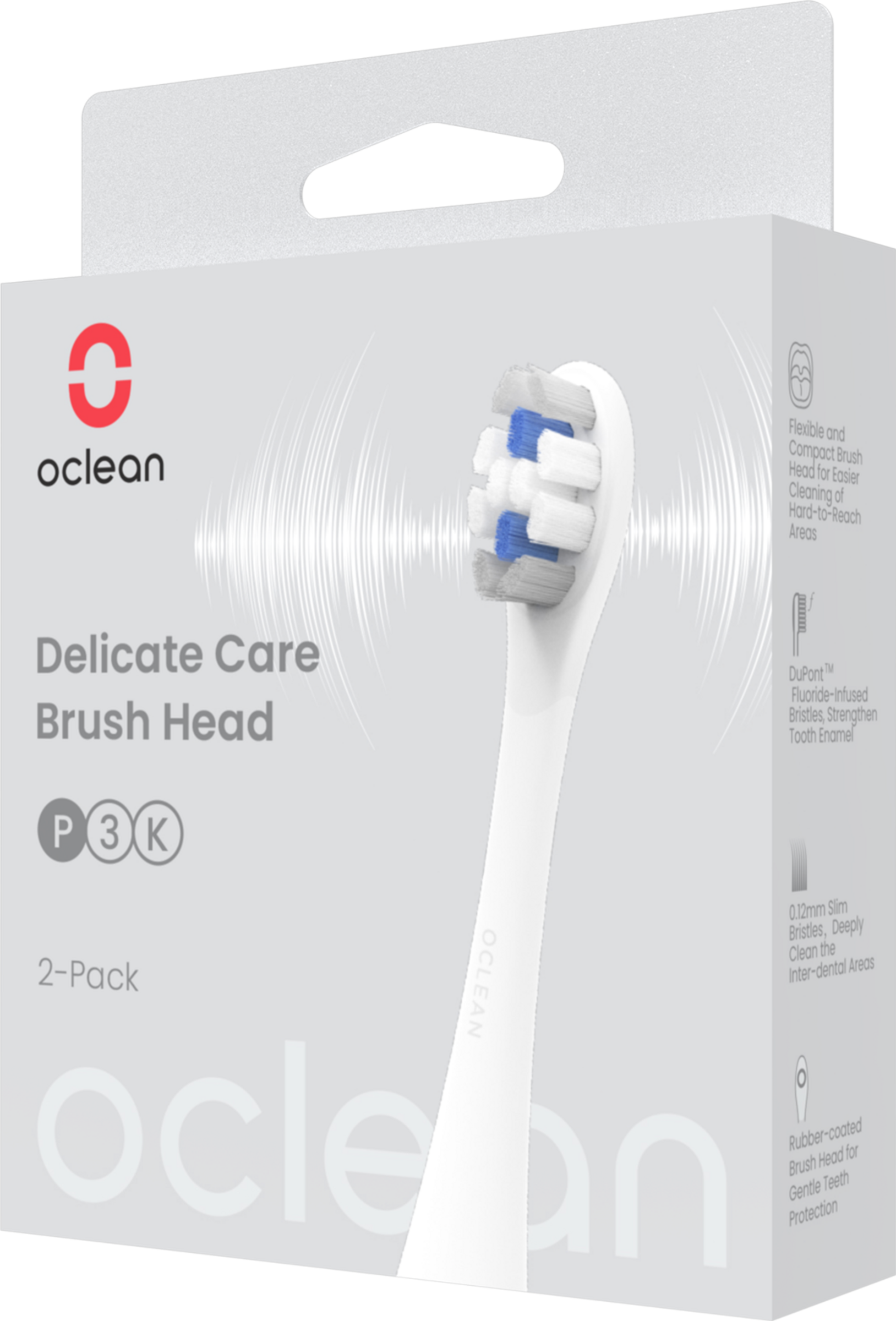 Oclean Delicate Care P3K børstehoveder, 2 stk., hvid