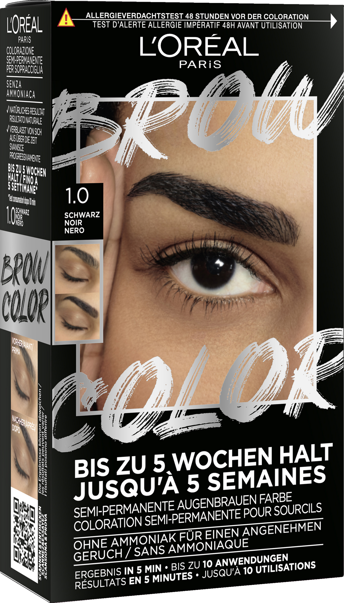 L’Oréal Paris Brow Color semi-permanent øjenbrynsfarve 1.0 sort