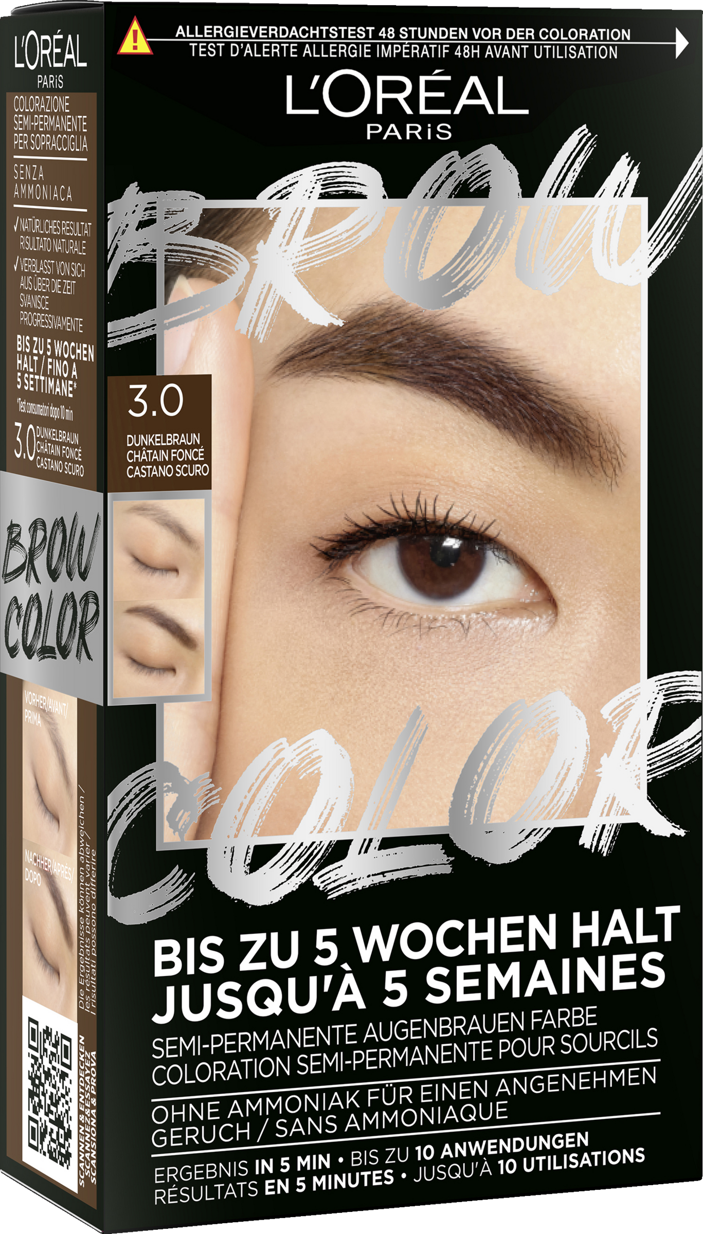 L’Oréal Paris Brow Color semi-permanent øjenbrynsfarve 3.0 mørkebrun