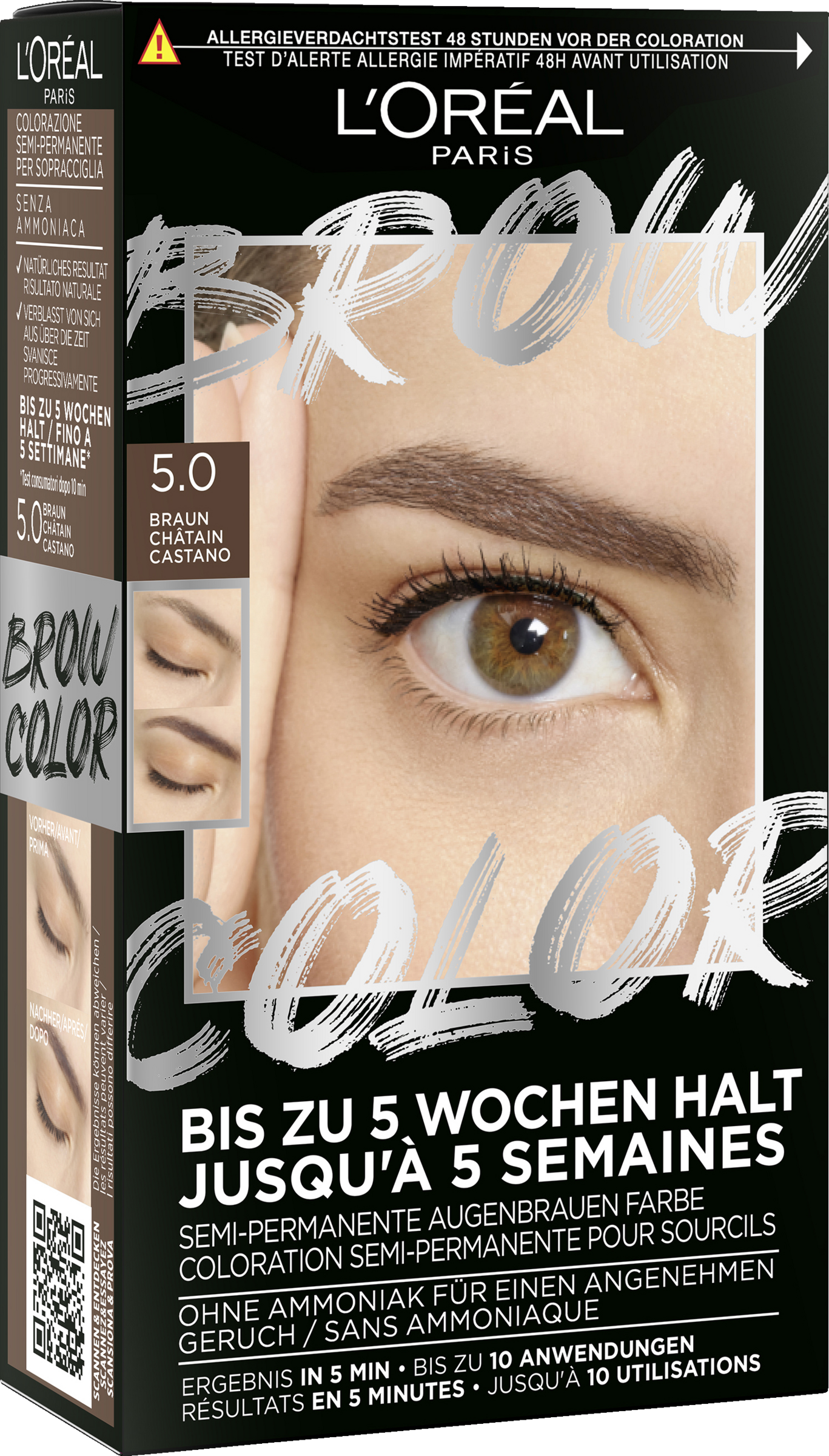 L’Oréal Paris Brow Color semi-permanent øjenbrynsfarve 5.0 brun