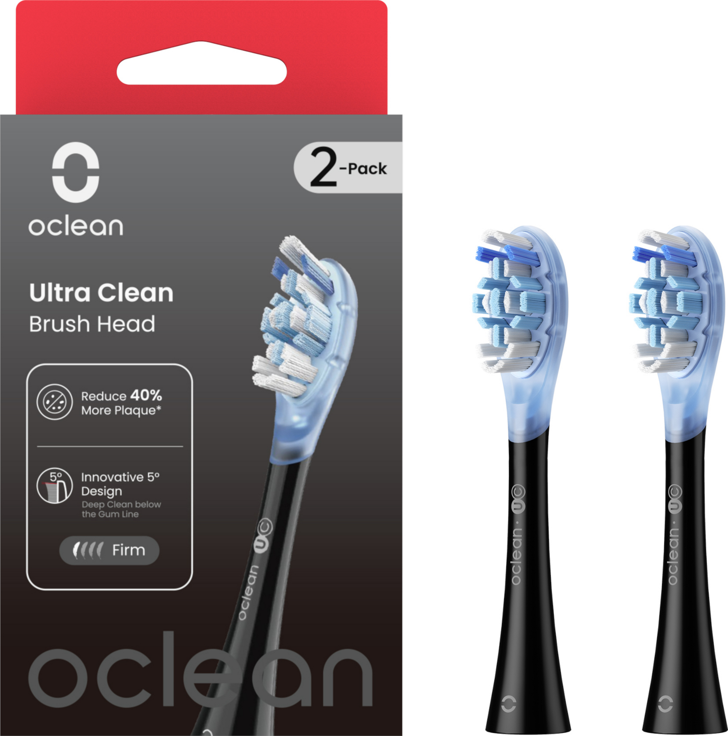 Oclean Ultra clean børstehoveder, 2 stk., sort