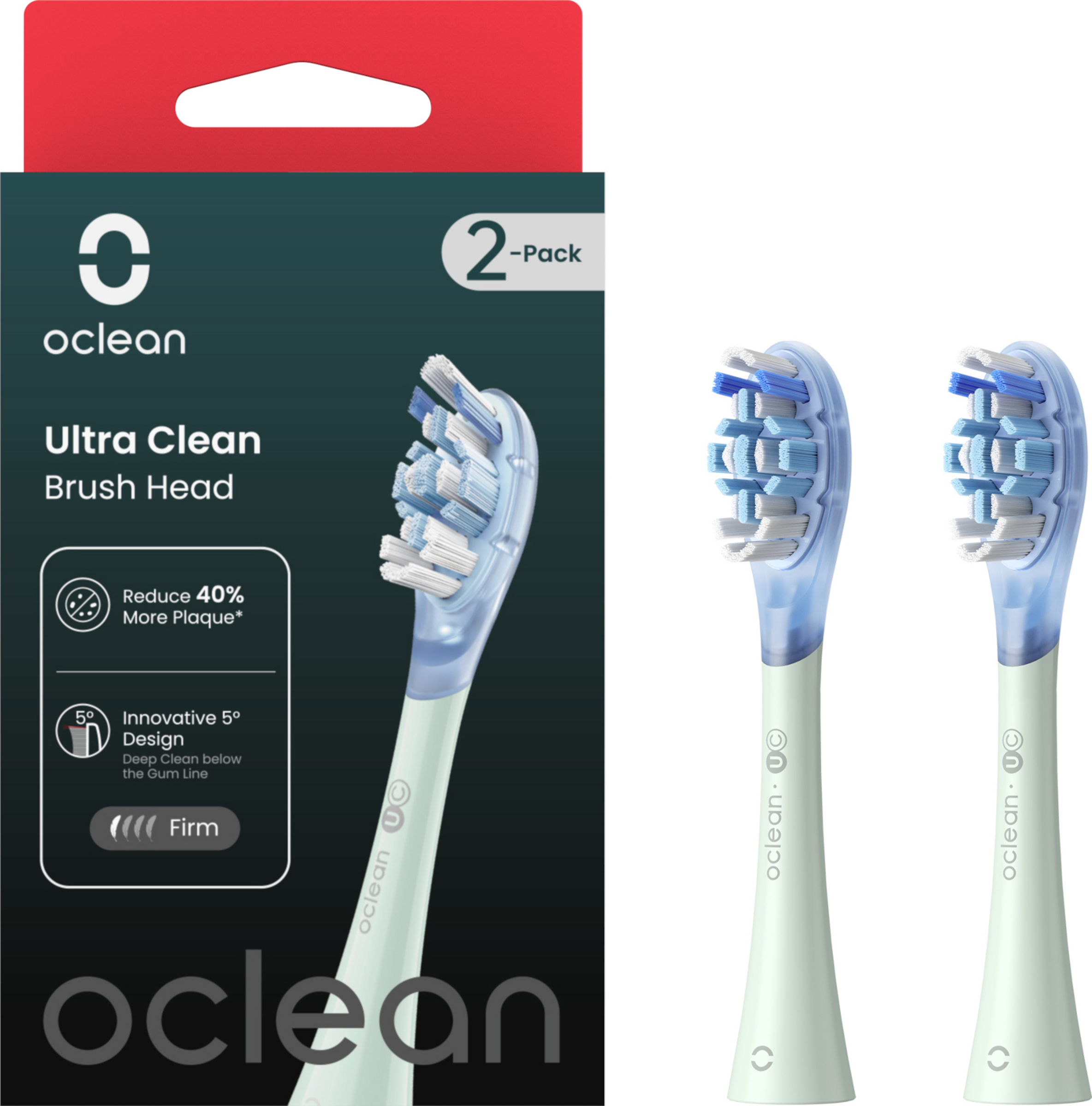 Oclean Ultra clean børstehoveder, 2 stk., grøn