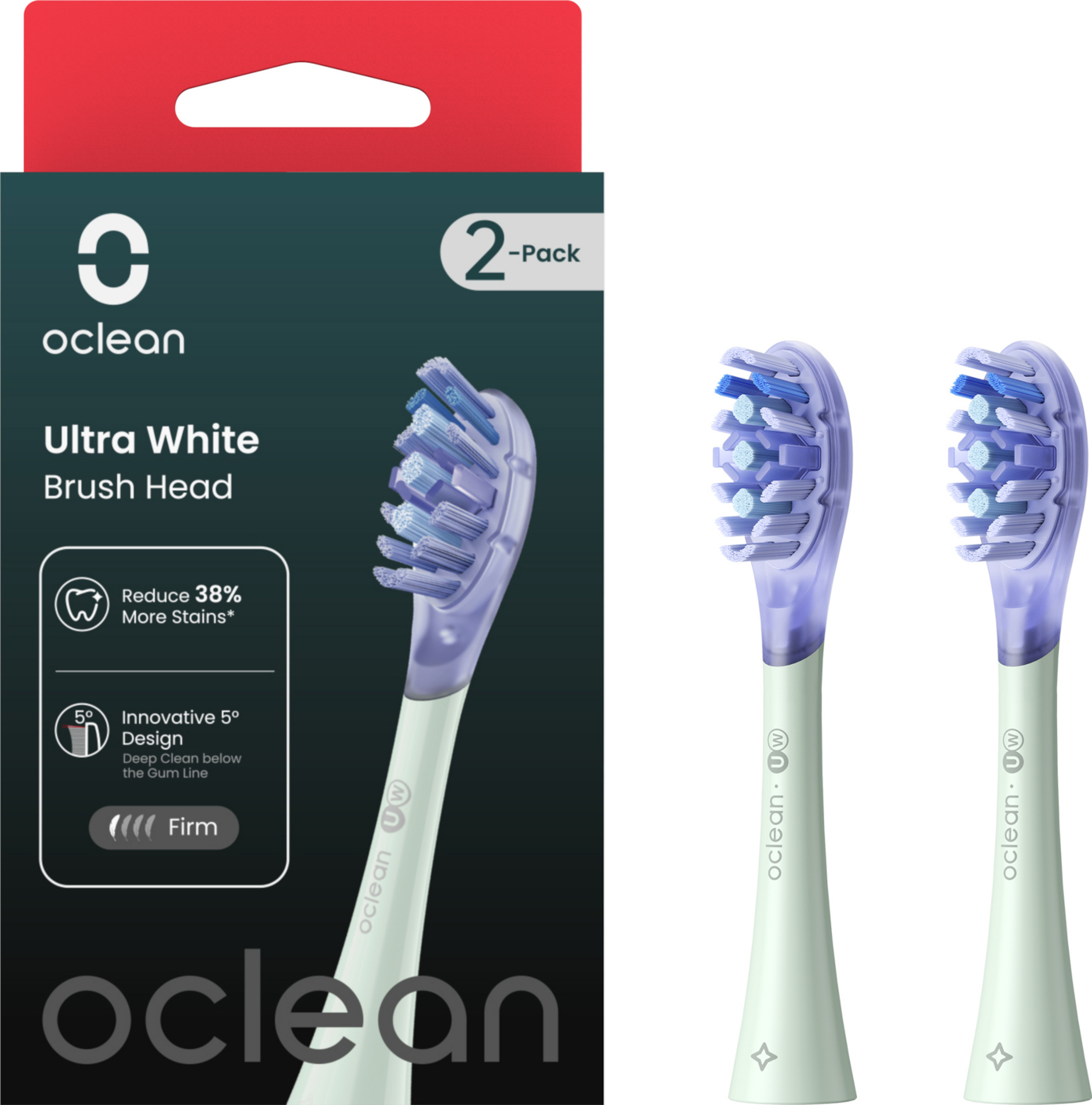 Oclean Ultra white børstehoveder, 2 stk., grøn