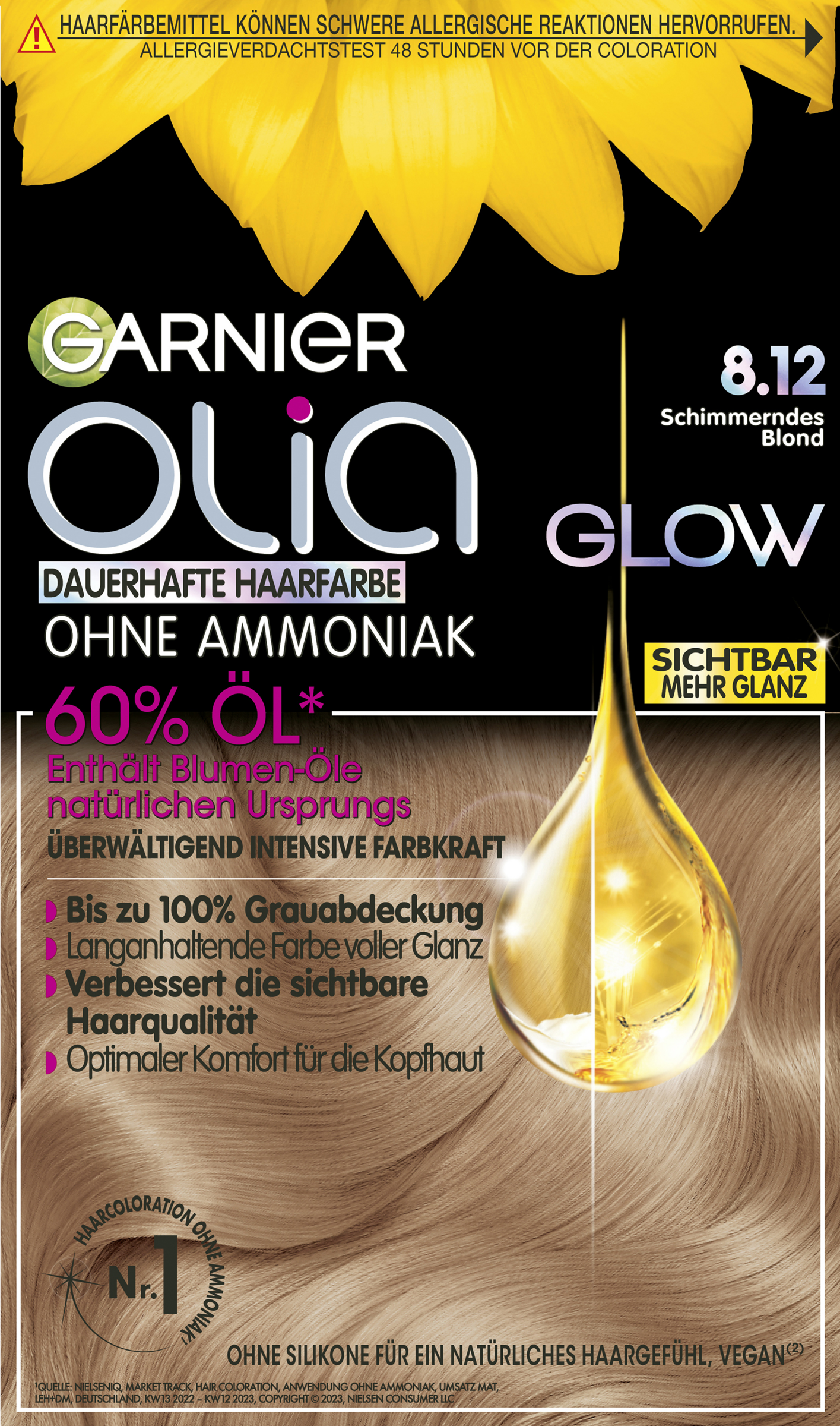Garnier Olia Glow permanent hårfarve 8.12 Skinnende blond