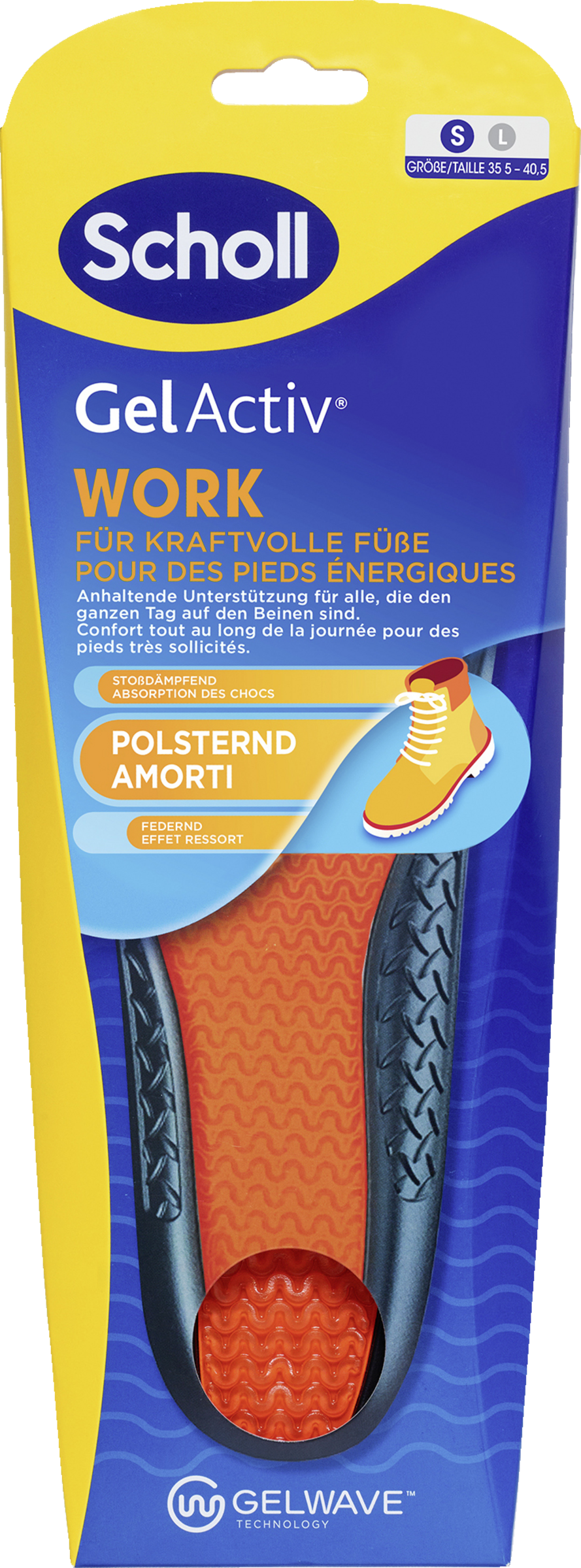 Scholl GelActiv WORK indlægssåler str. S (35-40,5)