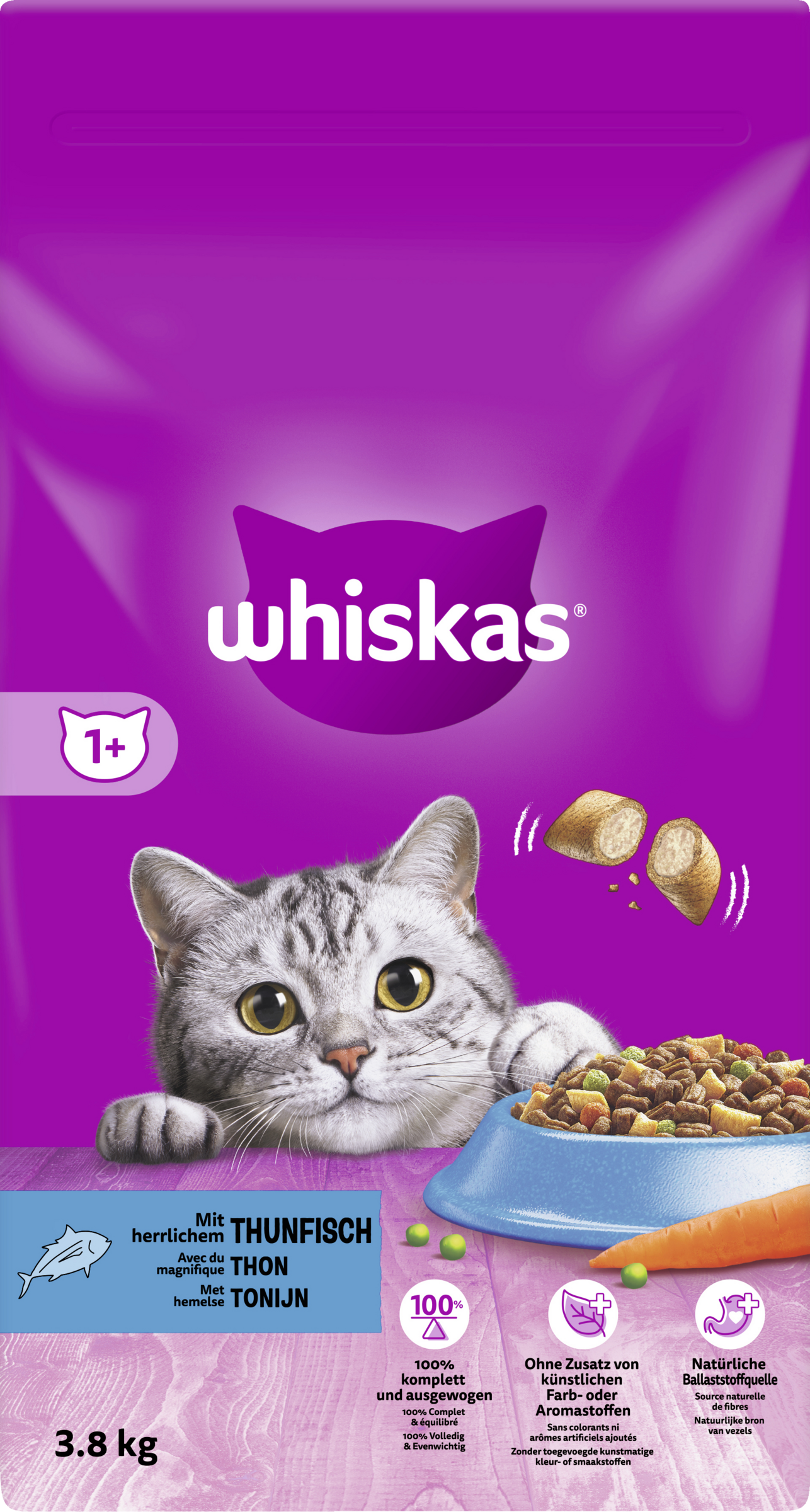 Whiskas 1+ med tunfisk, tørfoder