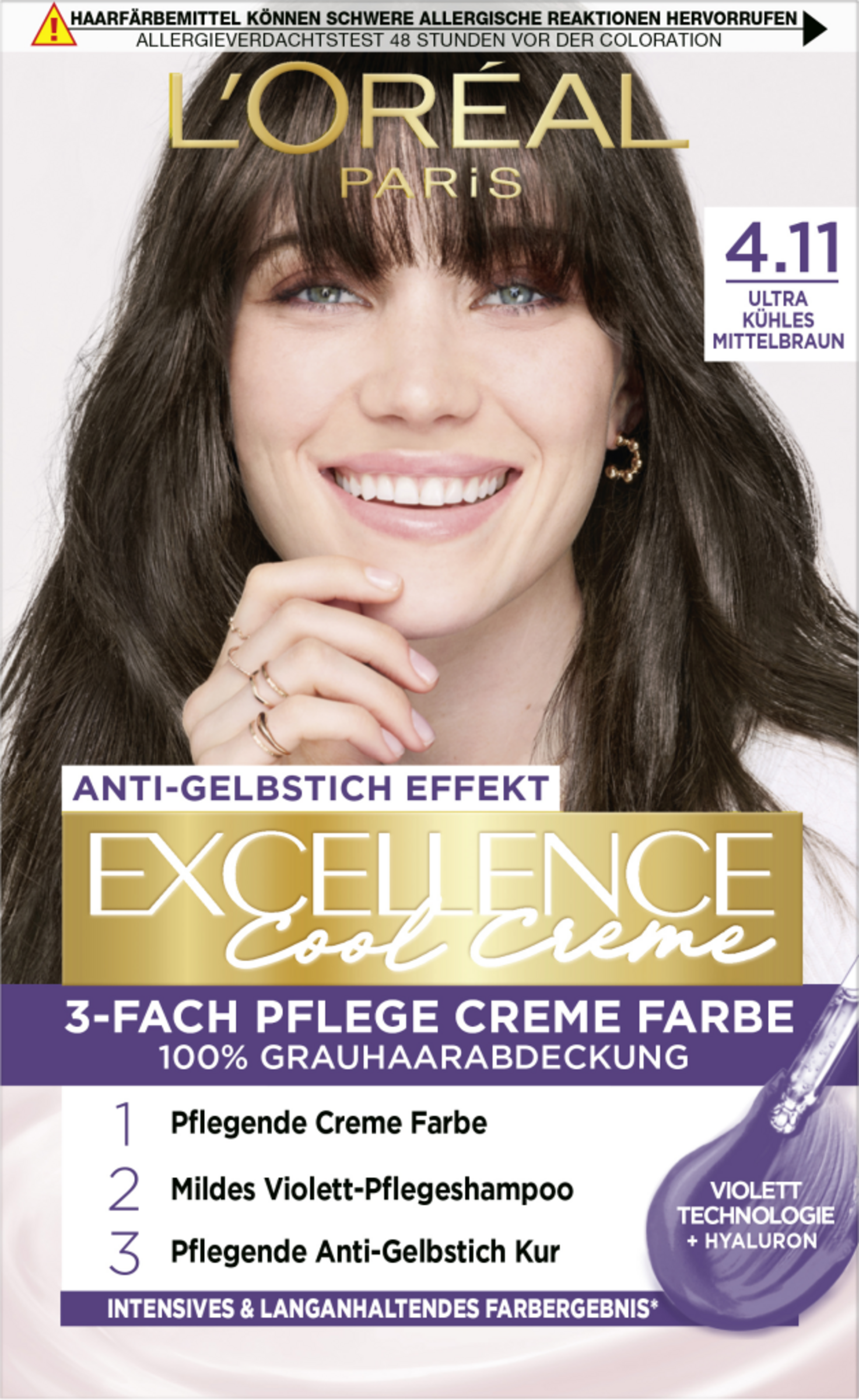 L’Oréal Paris Excellence Cool Creme 4.11 Ultrakølig mellembrun